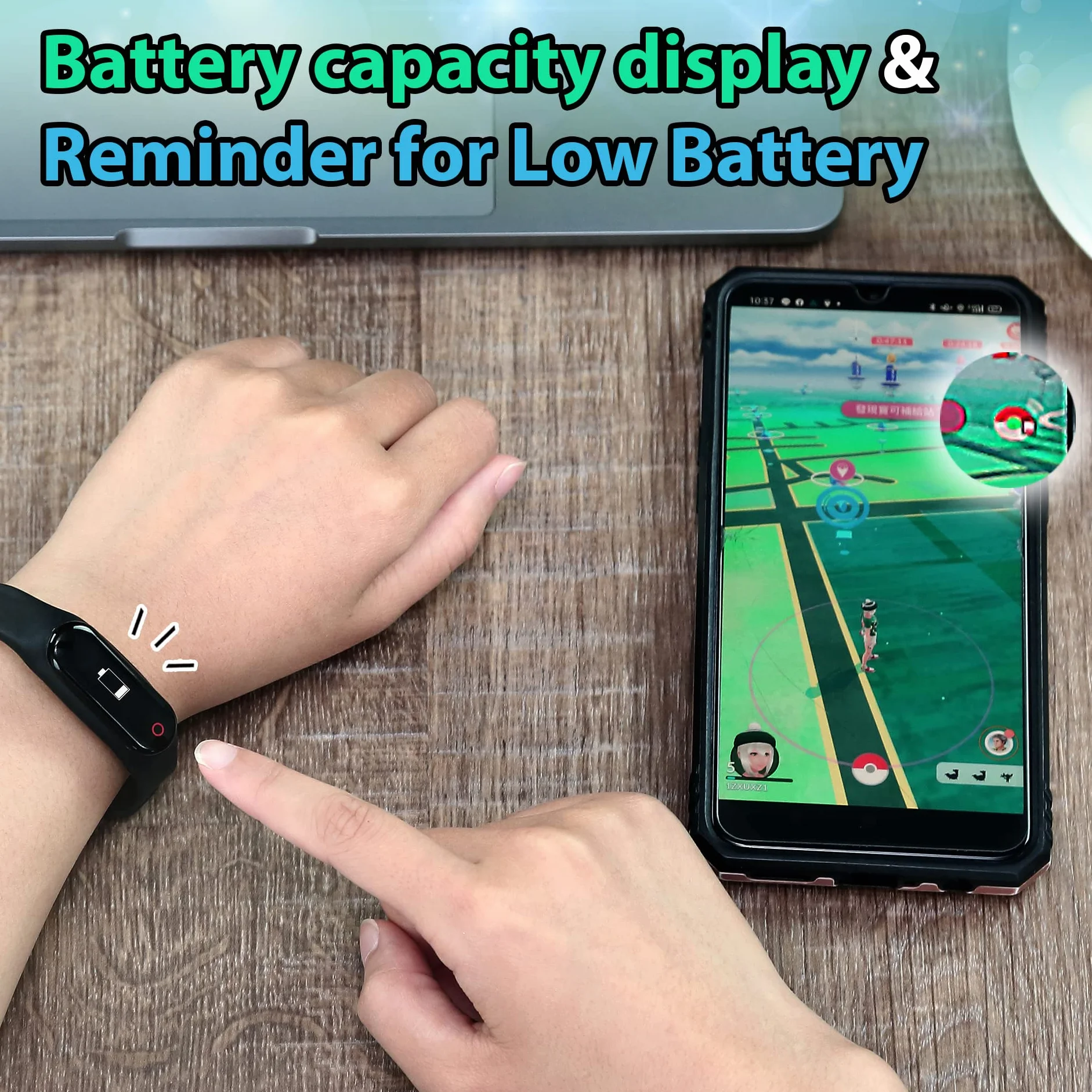 Brook Pocket Auto Catch Plus+Spin Catching Poke mon Raccogliere oggetti Braccialetto Braccialetto Accessorio Promemoria per Disconnessione, Display capacità Batteria