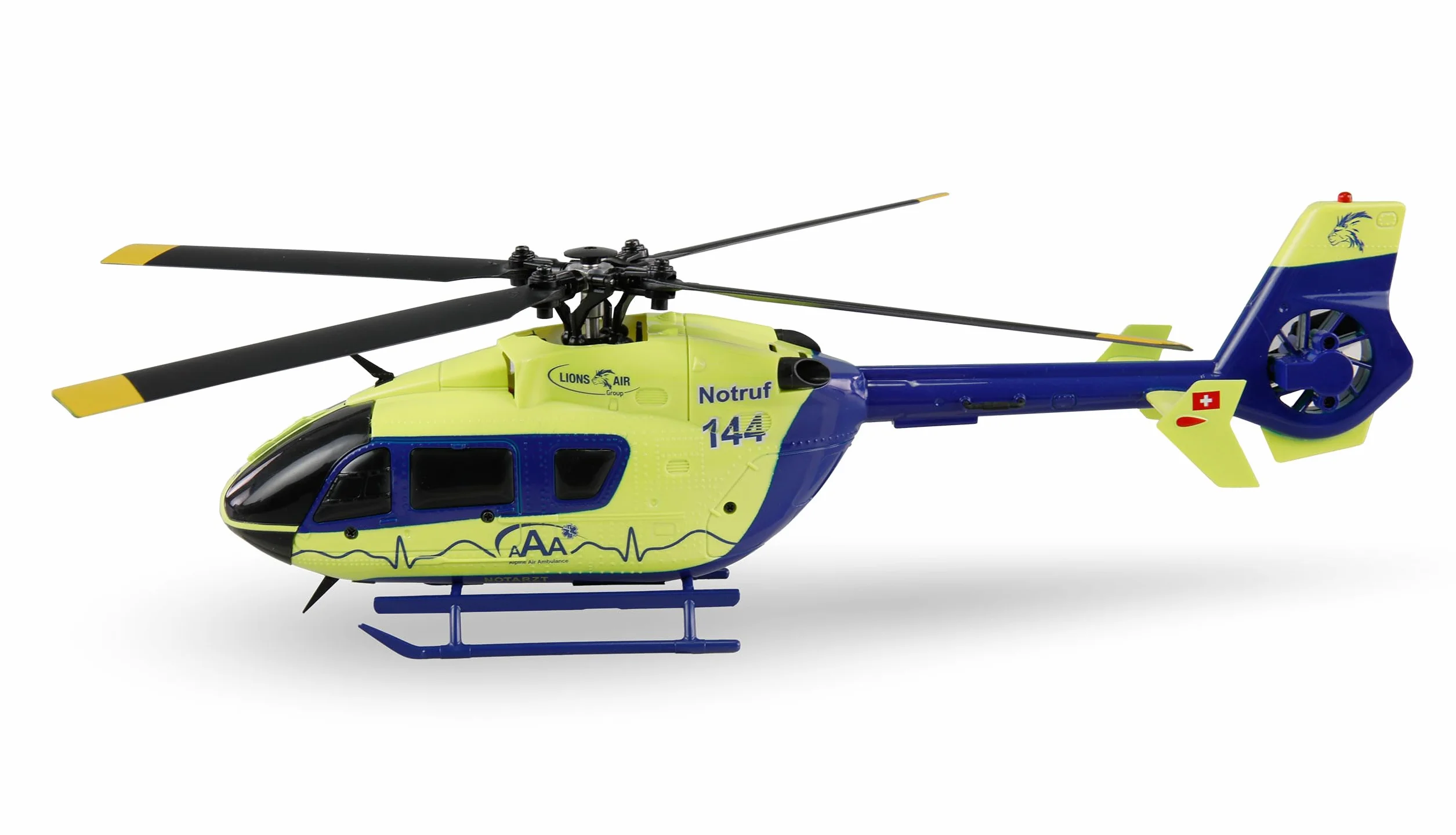 Amewi AFX-135 Alpine Air Ambulance Elicottero 4 canali 6G RTF, giallo neon blu RC telecomandato