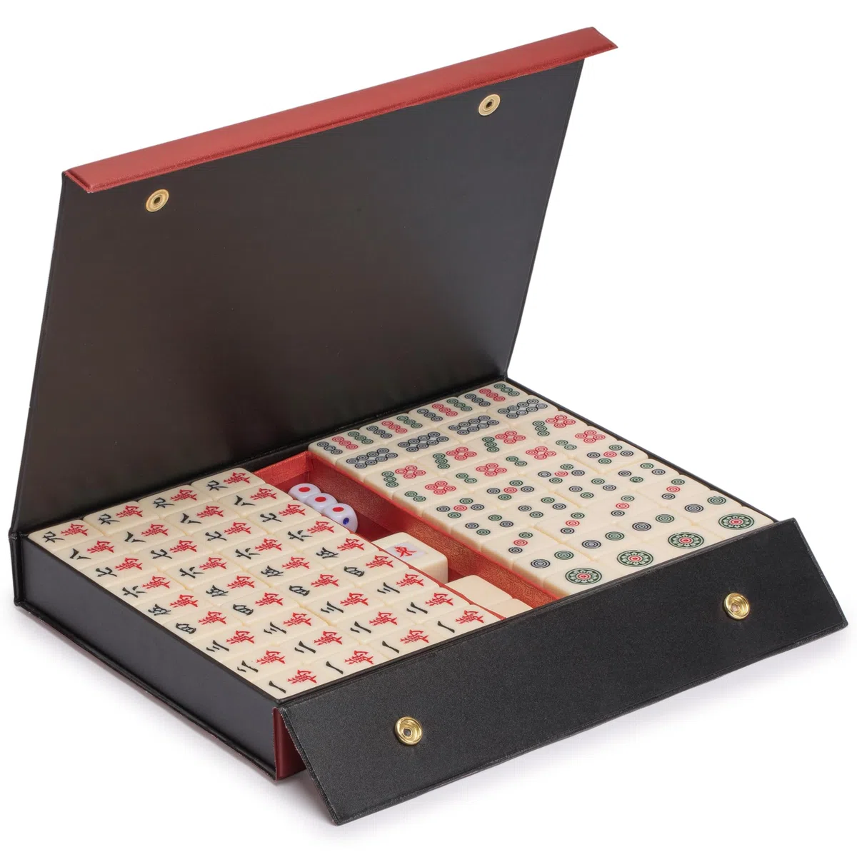 Yellow Mountain Imports Chinese Mahjong Set, Classic Ivory, 146 Tiles, Vinyl Case, Wind Indicator & Dice