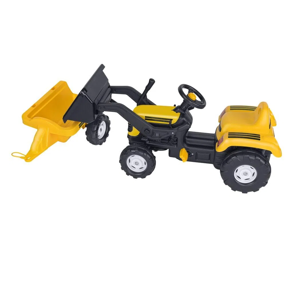 Globo Giocattoli Trattore a Pedali con Benna e Rimorchio 171 x 52 x 45 cm Giallo DOLU 40789