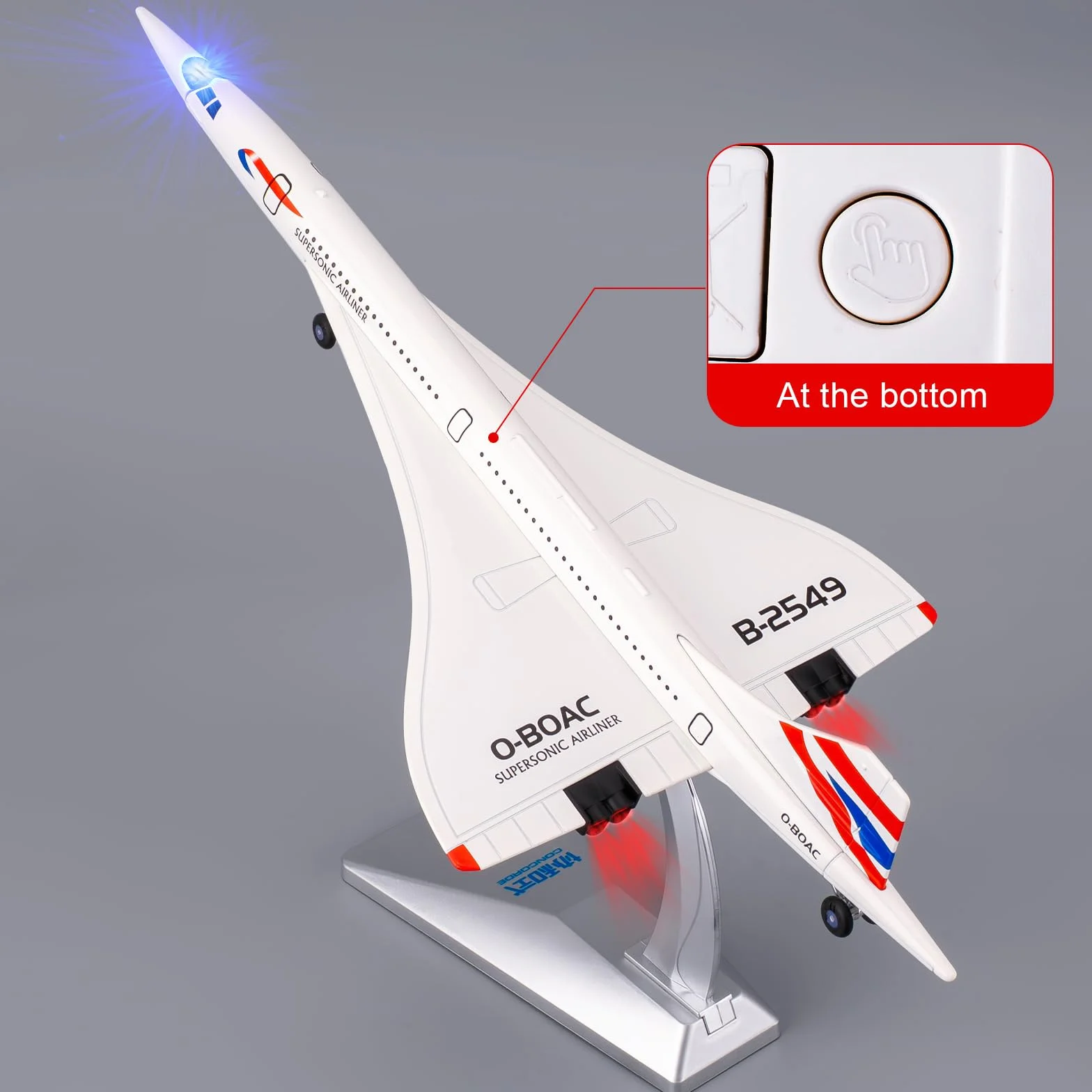 TGRCM-CZ 1/168 Concorde Supersonic Airliner Modello Aereo, Giocattoli in lega di zinco Diecast Auto con suoni e luci per collezionisti e bambini 3 anni di compleanno