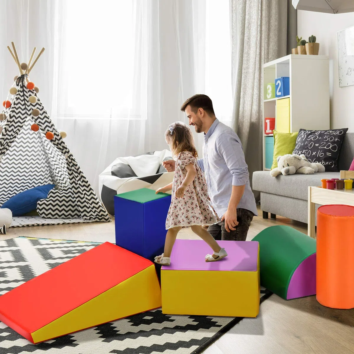 RELAX4LIFE Set da Gioco con Blocchi in Schiuma per Arrampicarsi e Gattonare, Giocattoli Educativi per Bimbi