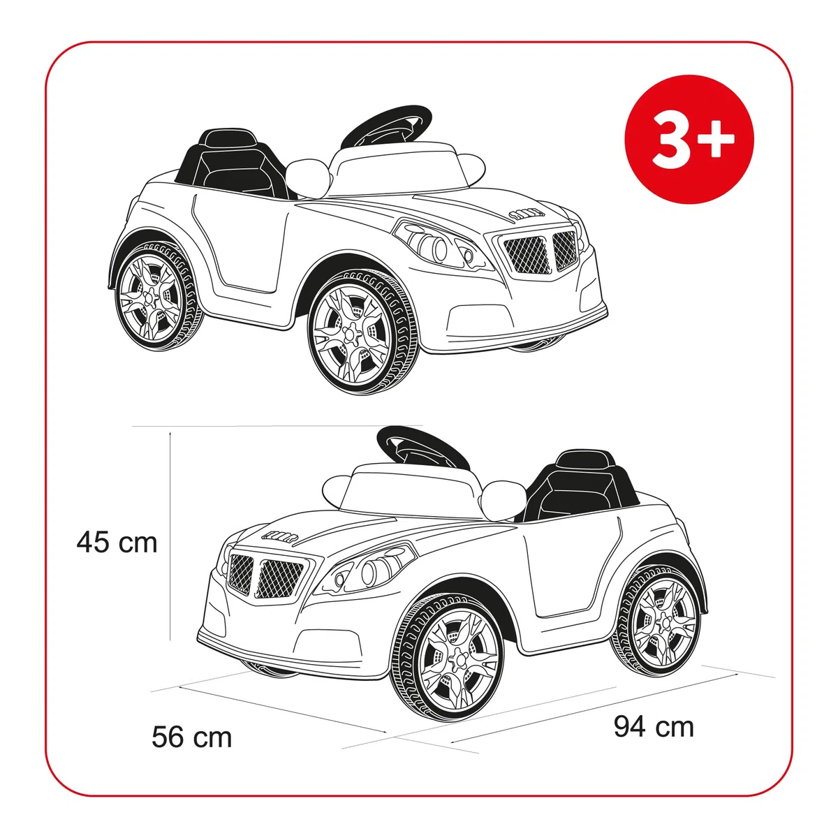 FEBER – Twinkle Car R/C BLU SCURO, Auto elettrica radiocomandata, batteria da 12 V, telecomando incluso con portata 10 m, autonomía 45 min, peso massimo 25 kg, età da 3 a 6 anni