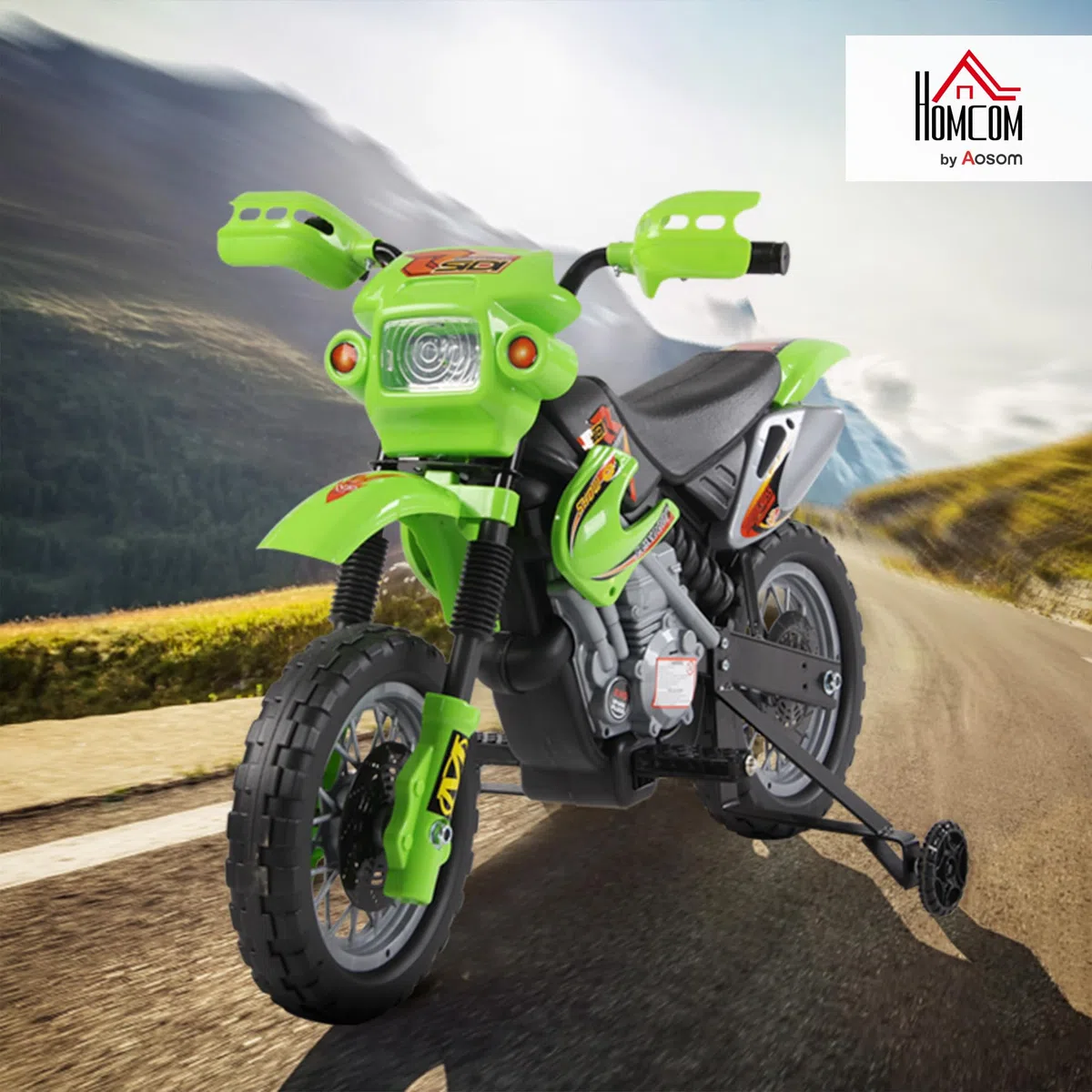 HOMCOM Moto Elettrica per Bambini 3+ Anni, 6V 2.5km/h, 102x58x66cm, Verde