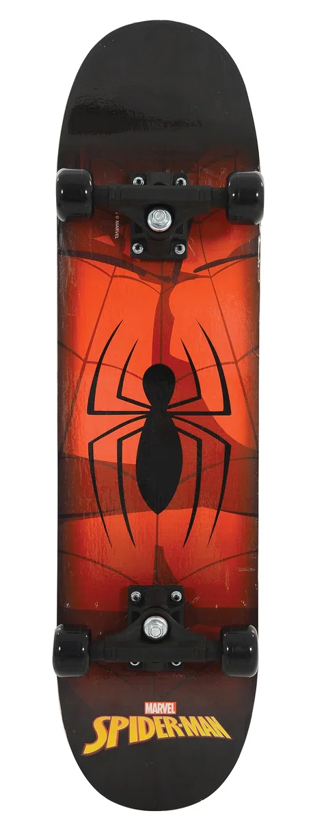 Spiderman Kids - Skateboard per principianti con licenza ufficiale, resistente tavola a 7 strati, ruote in PVC liscio, offre una maggiore stabilità, equilibrio e sviluppo della coordinazione, età 5+