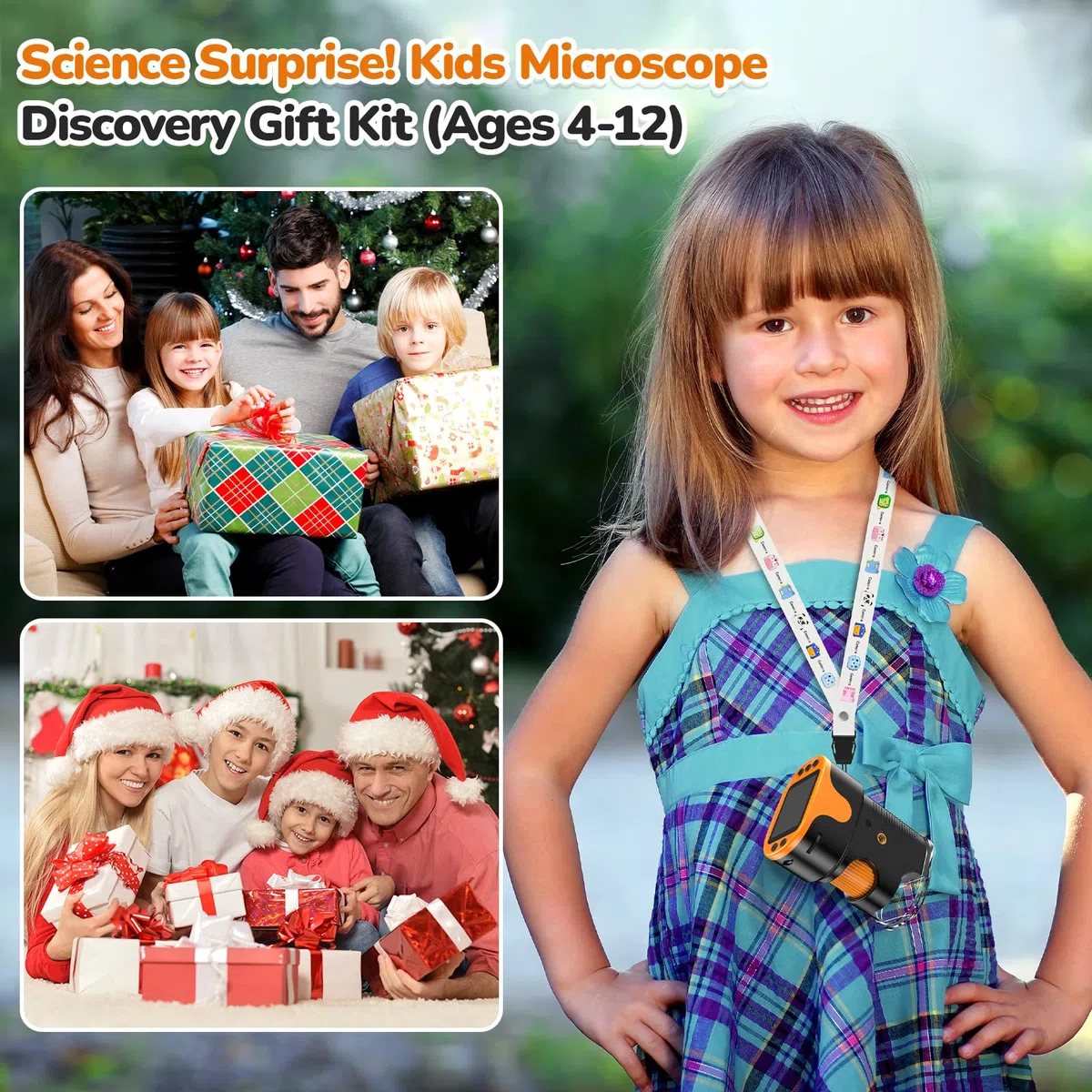 Microscopio per bambini lente d'ingrandimento portatile ragazzi ragazze 4-12