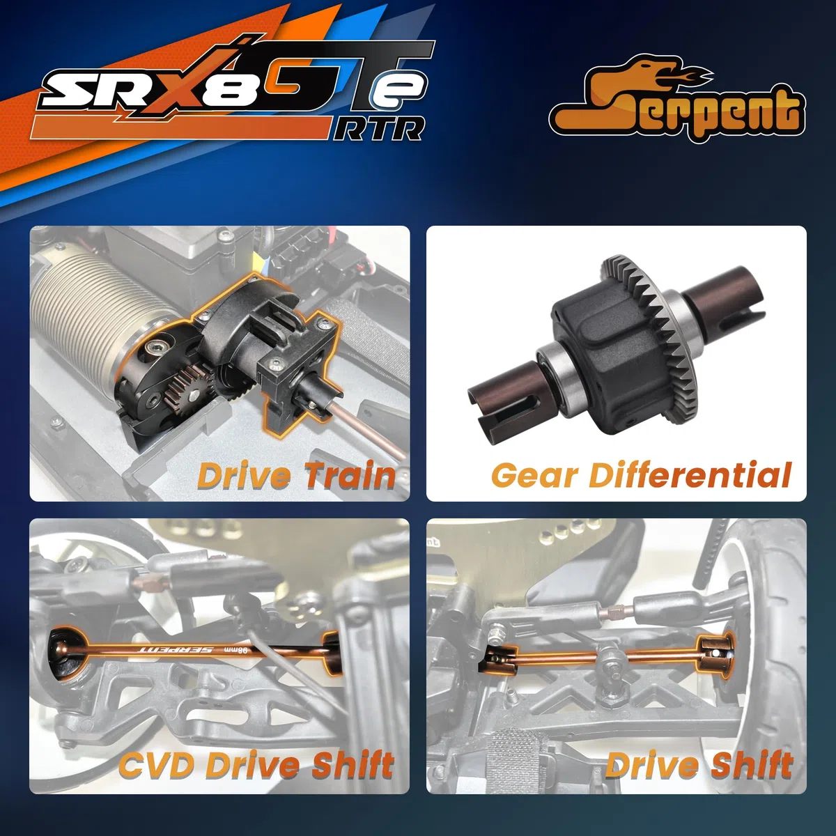 Serpent SRX8 GTE 4wd RTR, 1/8 4wd GT Car, Brushless Speed RC Car RTR, corpo verniciato, alta velocità, corsa, pronto all'uso, (batterie e caricabatterie non inclusi)