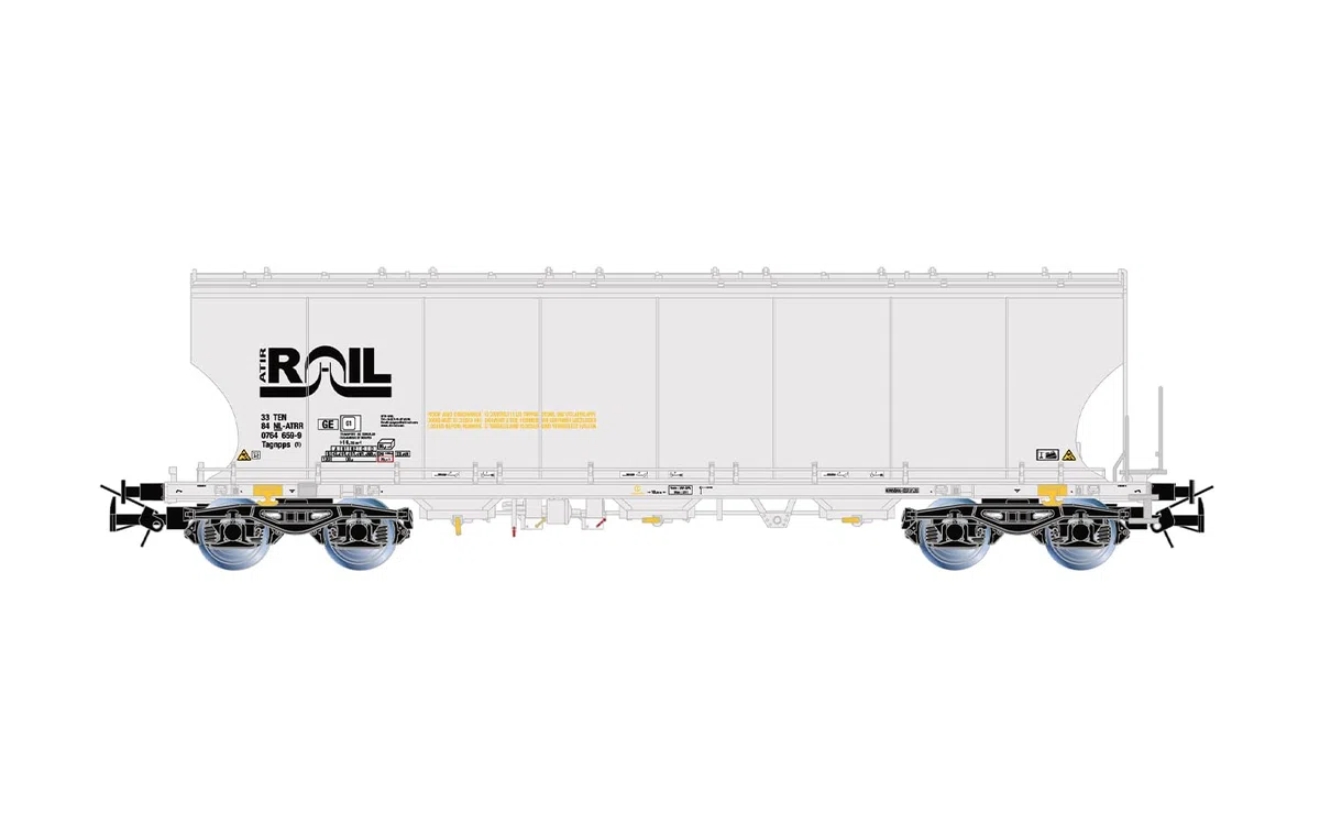 Rivarossi HR6675 ATIR-Rail, 2 unità Pack 4 Assi Carri silo tondi Lati tondi, livrea Grigia, EP. VI per Adulti, 14+ Anni, Collezionisti modellismo Ferroviario