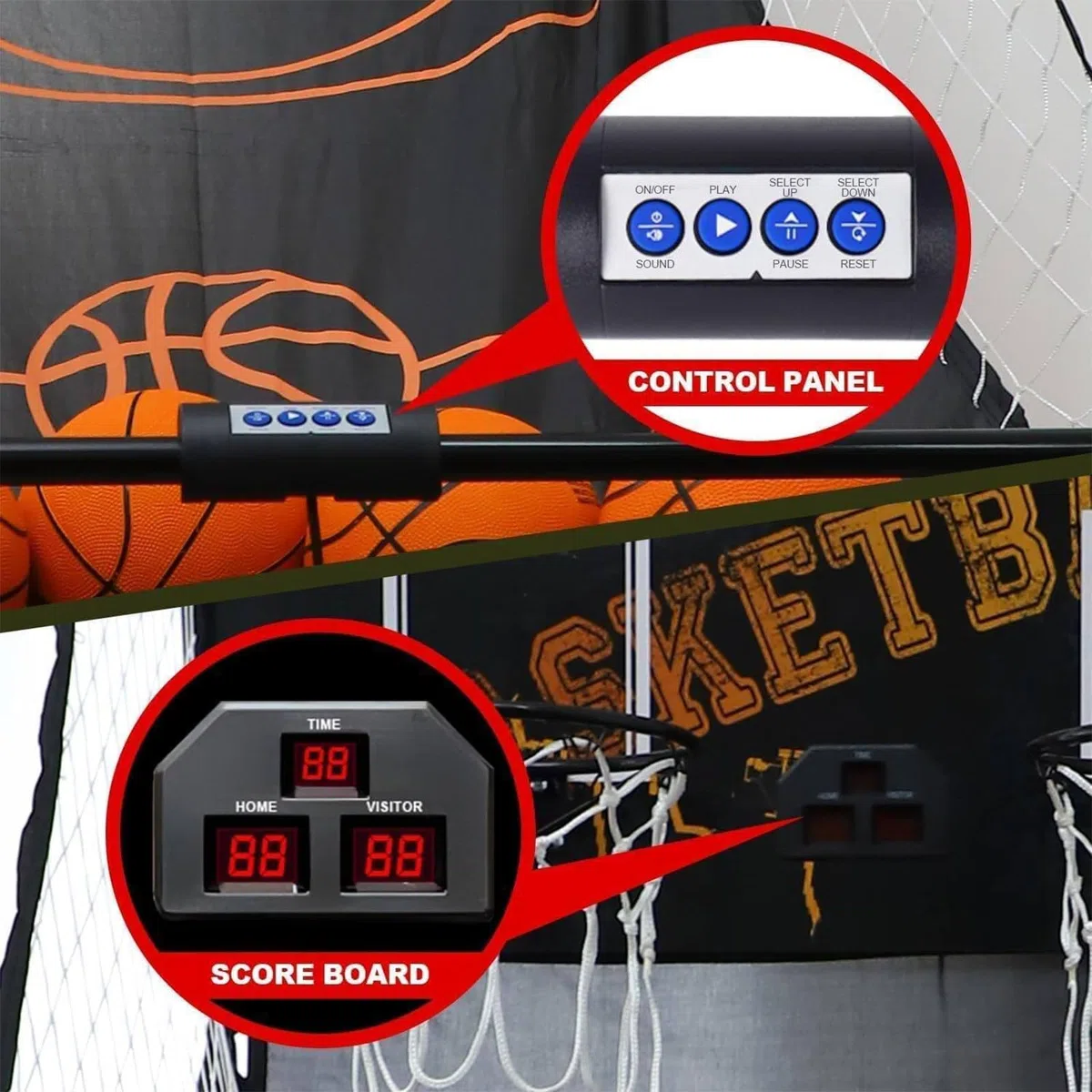 Gioco Arcade da Basket Pieghevole, Macchina Elettronica per Tiro Doppio con Punteggio, Gioco da Basket al Coperto per Allenamento e Sviluppo delle Abilità