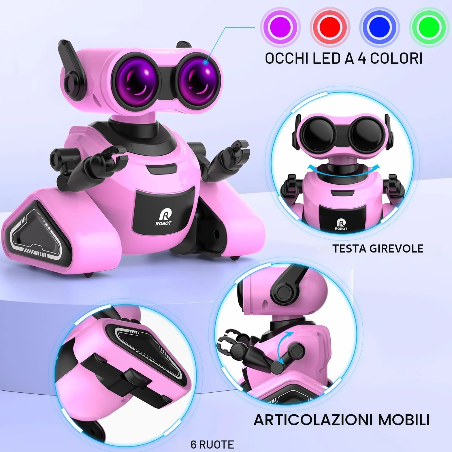 Yerloa Robot Interattivo per Bambini e Ragazze - Giochi Ricaricabili Telecomandati con Adesivo, Danza e Musica - Regalo per 3-8 Anni