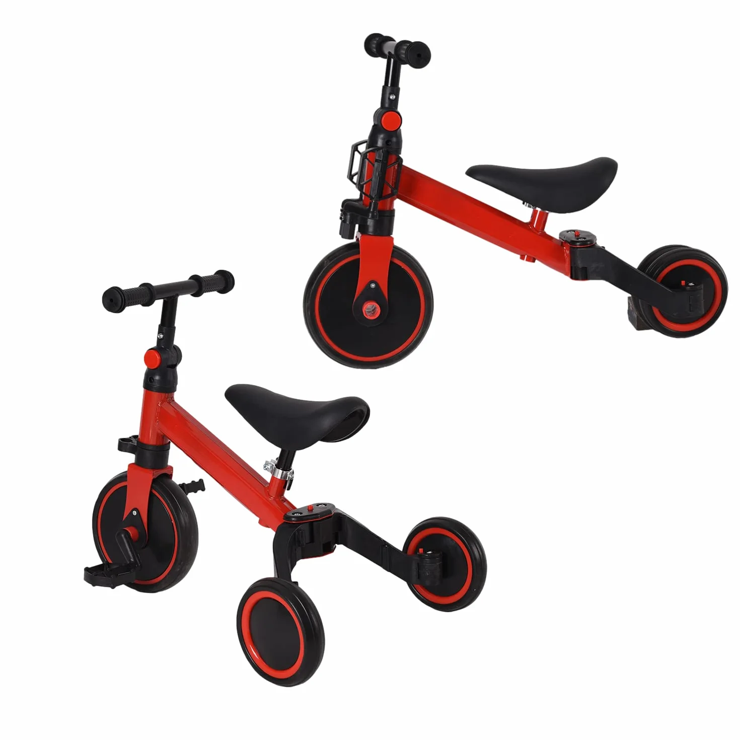 3 in 1 Triciclo Evolutivo Bambino, Bicicletta con Pedali Rimovibili per Bambini 1-7 Anni, Mini Bici/Girello Senza Maniglione Parentale, Bicicletta Evolutivo per Ragazze e Ragazzi (Nero-rosso)