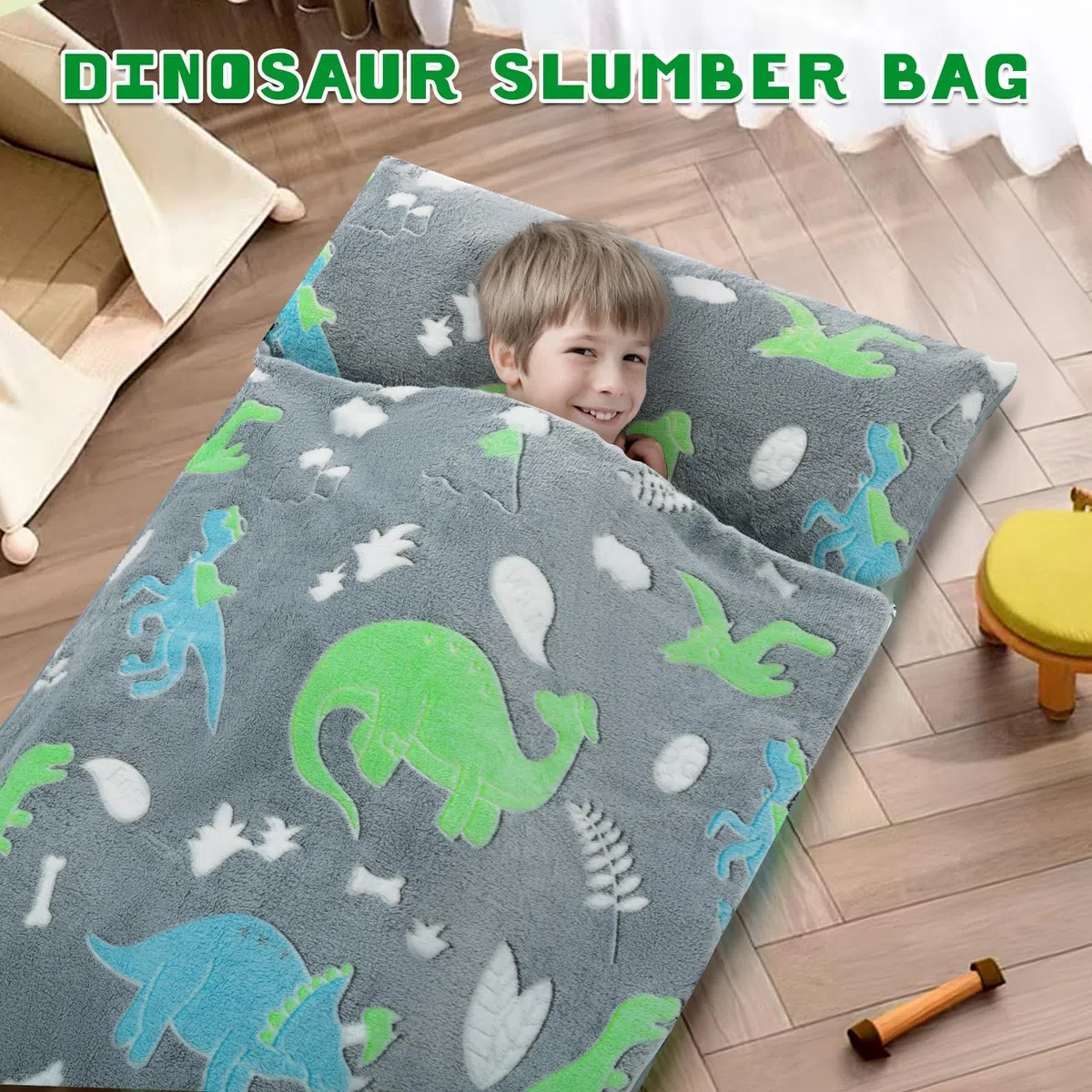 Decalsweet Nap Mat per Bambini Luminoso con Rimovibile Cuscino, Grande Sacco a Pelo Pieghevole per Ragazze Ragazzi, Nap Mats con Doppia Cerniera per Campeggio, Scuola Materna e Asilo, 170×75cm