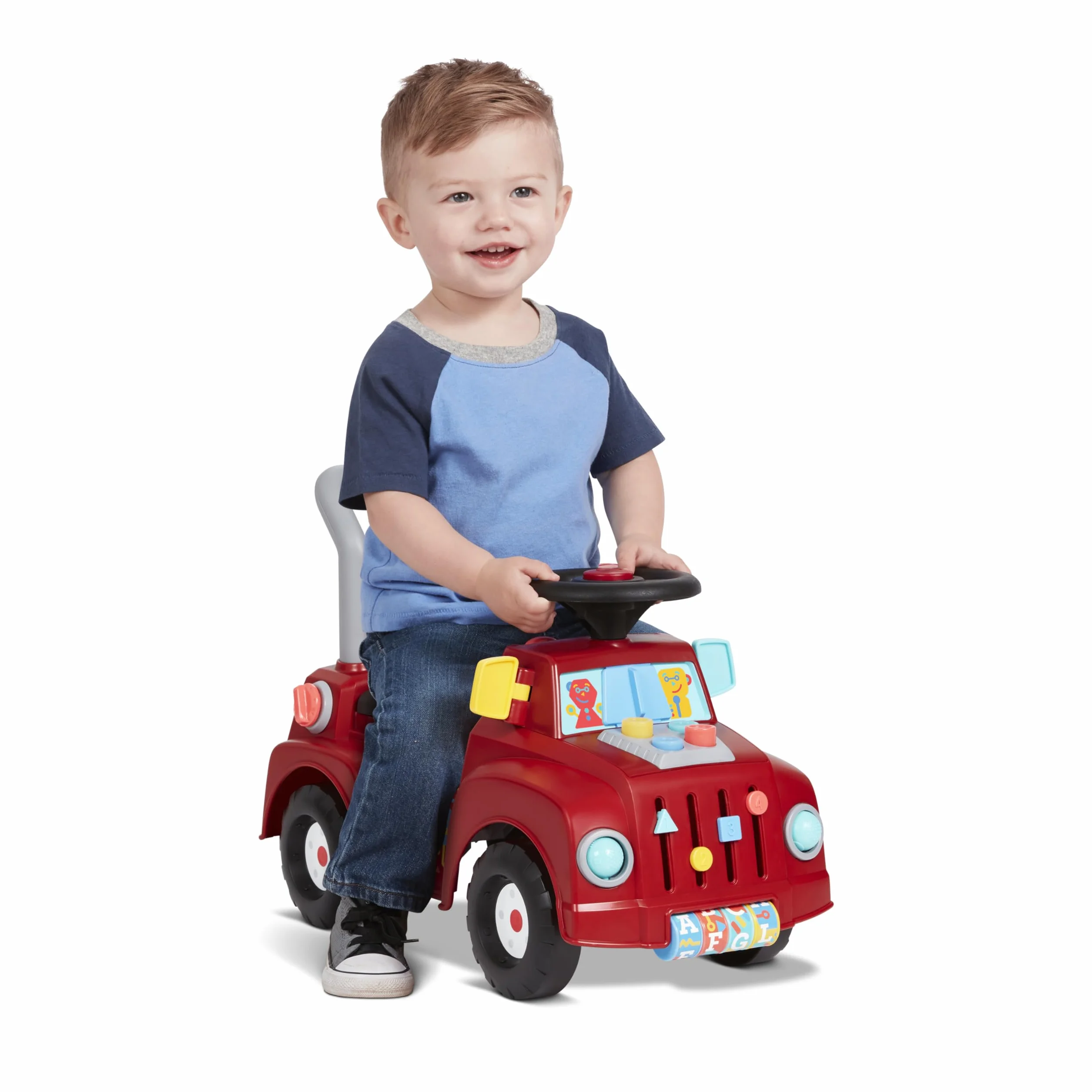 Radio Flyer camioncino con luci e suoni, giocattolo cavalcabile per bambini da 1 a 3 anni, rosso