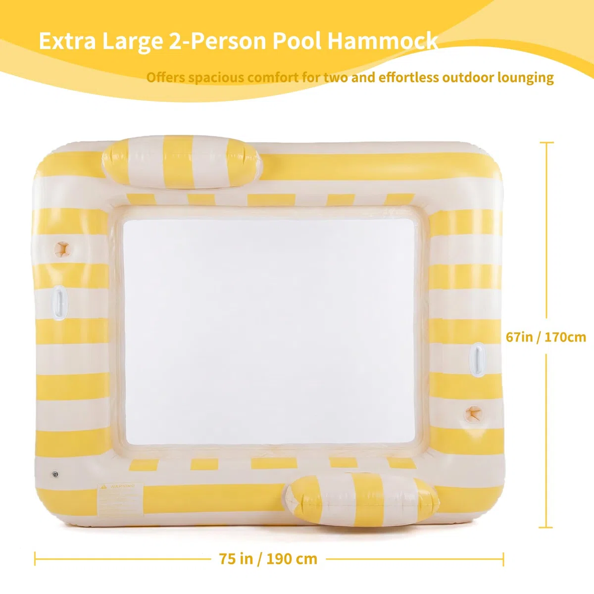 Float Joy Materasso Gonfiabile Gigante 190x170 cm per 2 Persone con Portabicchieri