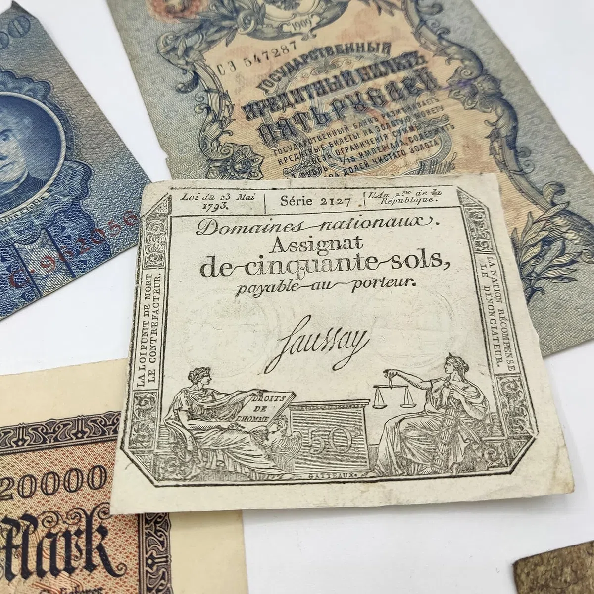 Collezione di 10 Banconote Antiche Autentiche 1792-2014, 4 Secoli di Storia con Certificato di Autenticità