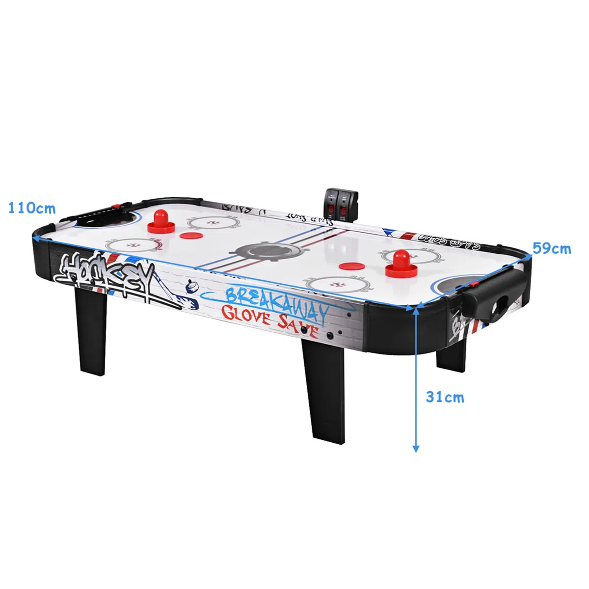 Tavolo da Air Hockey 110cm con Contatore Elettronico e Motore, Gioco da Tavolo in Legno per Bambini e Adulti