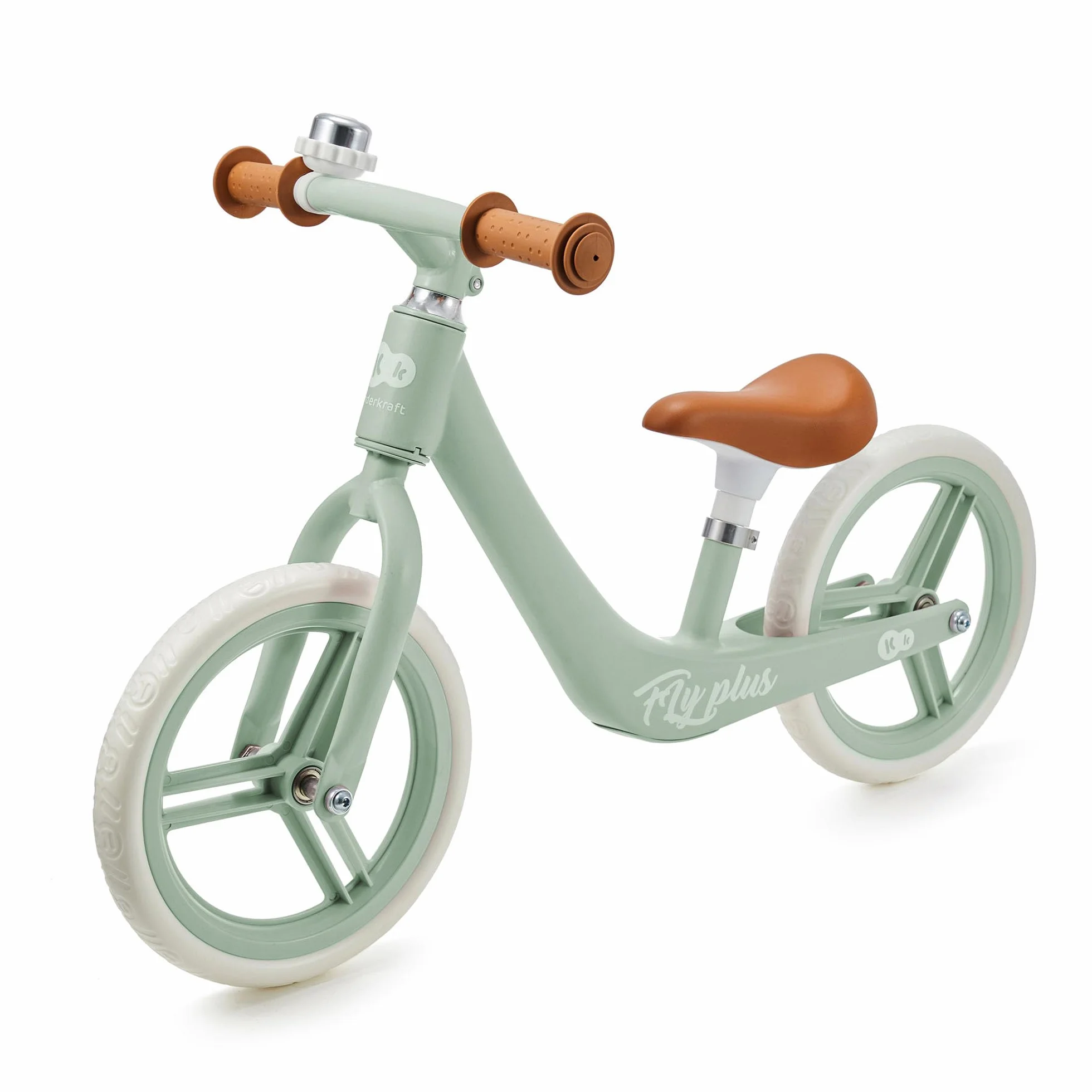 Kinderkraft FLY PLUS 2 Bicicletta bambini, Leggero Bici Senza Pedali, Stile Retro, Magnesium, Design retro, fino 2 Anni, Struttura leggera, 2.8kg, Sellino regolabile, Verde