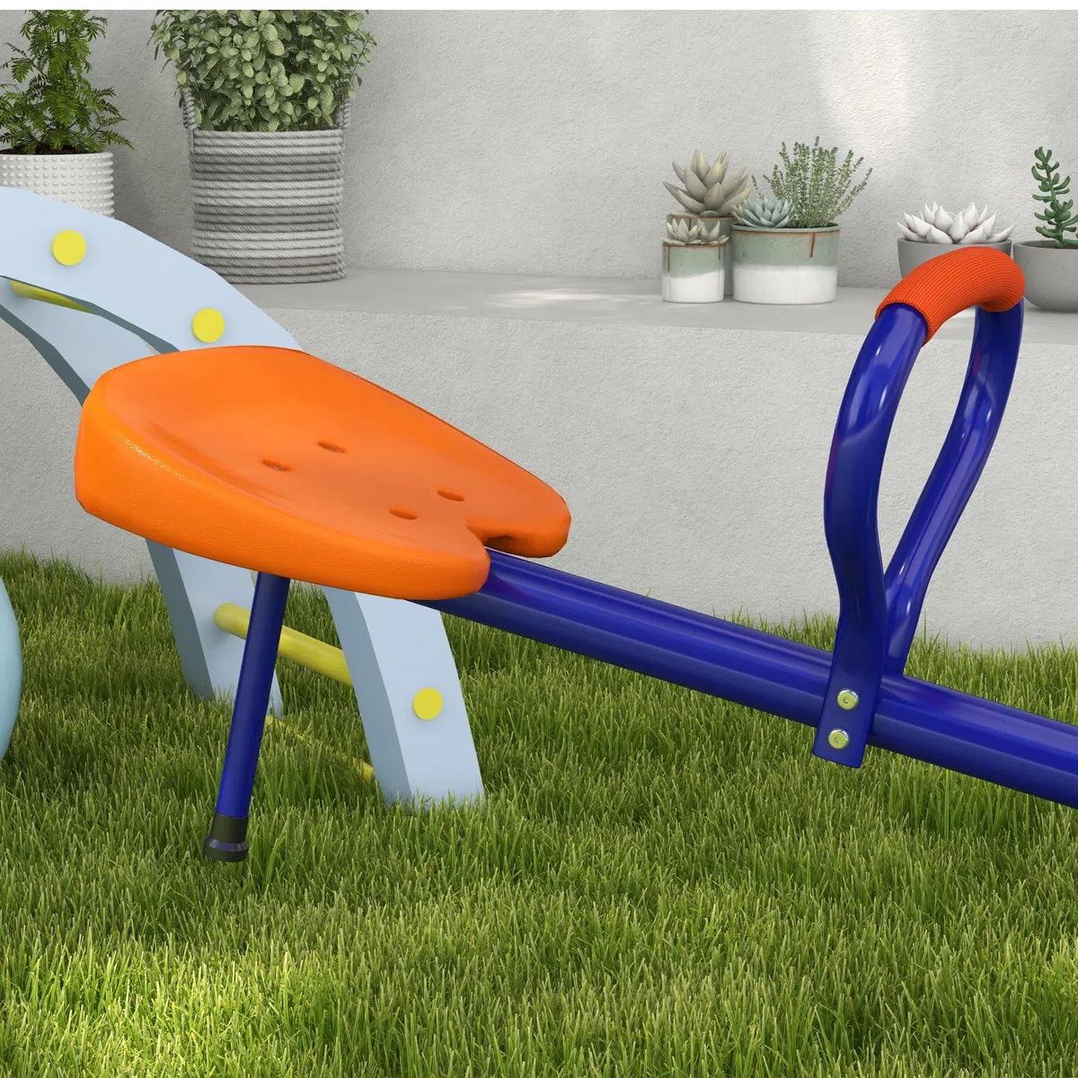 Outsunny Altalena a Bilico per Bambini 3-8 Anni 360° Rotazione Giardino Basculante Acciaio Seggiolini PP 192x60x60 cm Multicolore