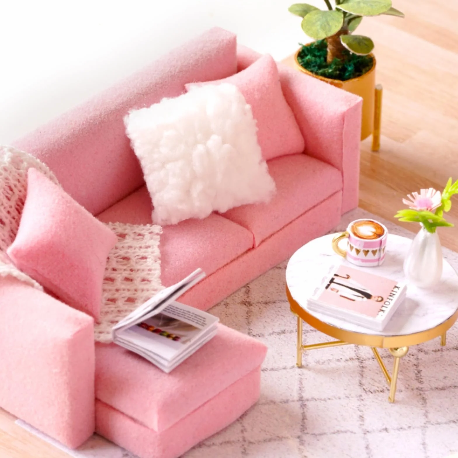 CUTEROOM Casa delle bambole in Miniatura Casa delle Bambole Legno in Kit con Mobili e Musica Casa Modello per Ragazze E Ragazzi
