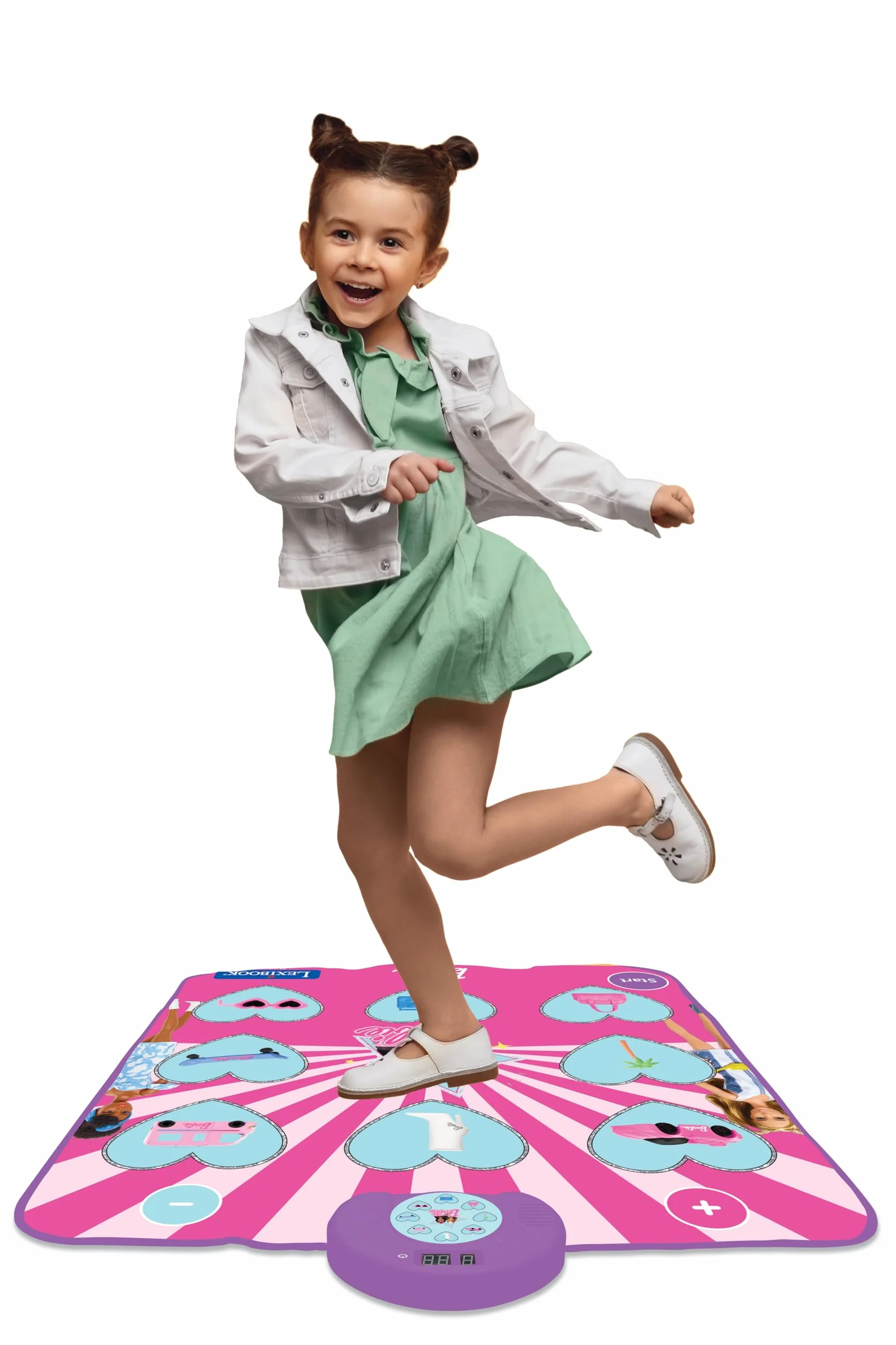 Lexibook, Mattel Barbie, Tappeto da danza elettronico Barbie, Bluetooth e luminoso con 6 modalità di gioco, Rosa, DM10BB