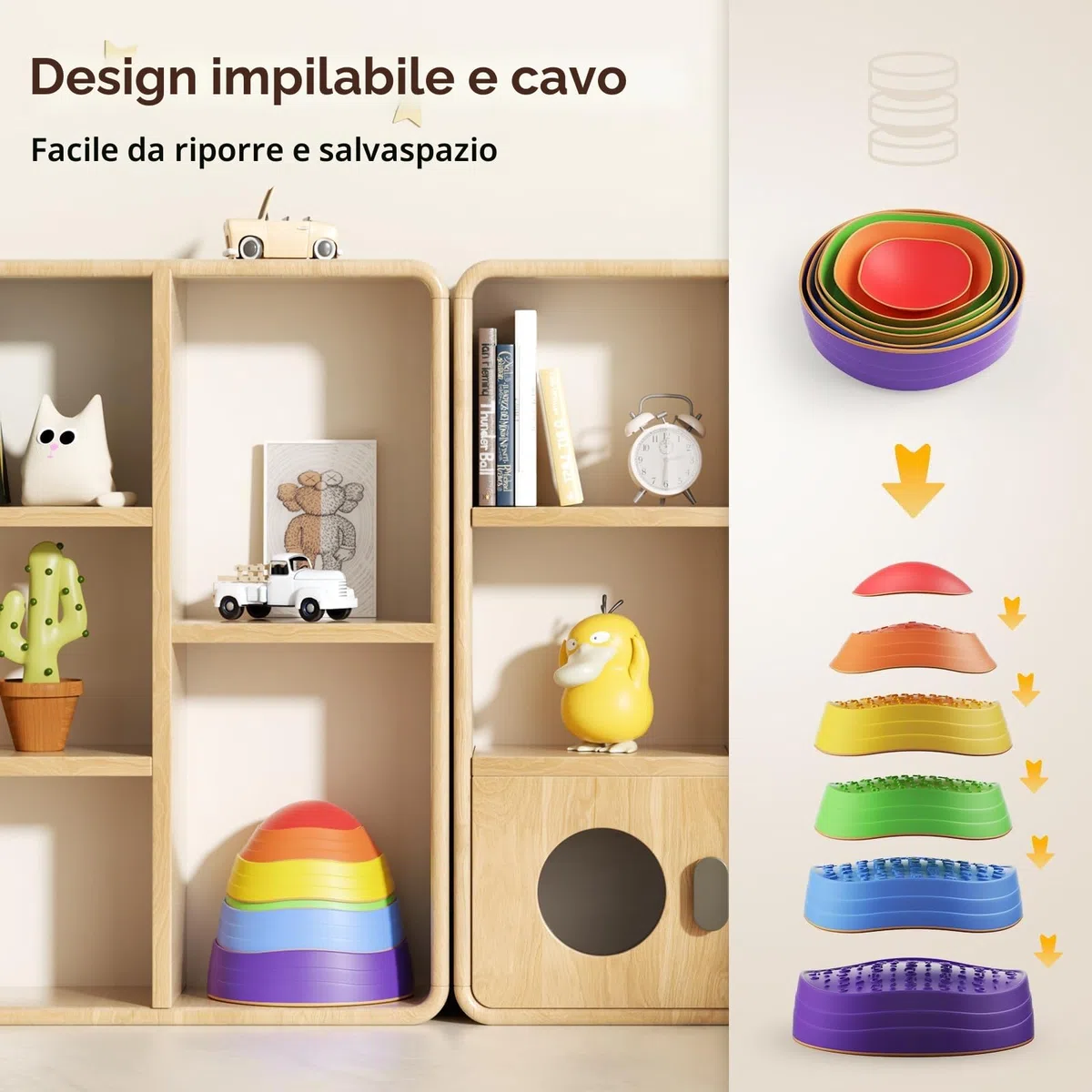6pcs balance board bambini equilibrio pietre impilamento bambini gioco pietre promuove la coordinazione equilibrio per interni ed esterni percorsi ad ostacoli, giocattoli sensoriali