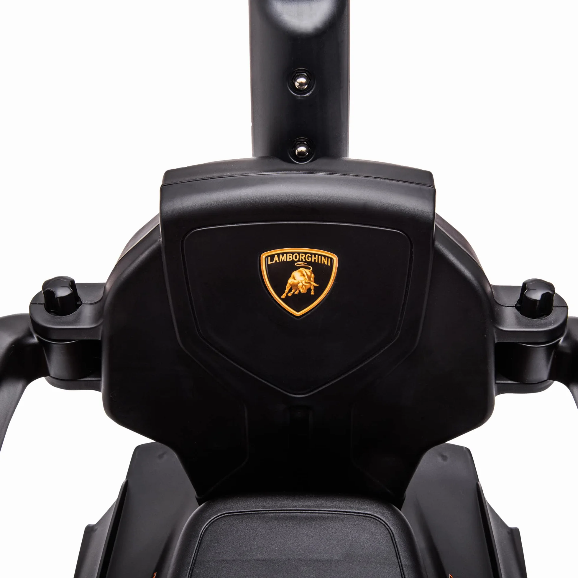 AIYAPLAY Lamborghini Macchinina per Bambini 2 in 1 con Maniglione e Barriera di Sicurezza, Volante e Clacson, Auto per Bambini in PP e Metallo, 86.5x40x89.5 cm, Arancione e Nero