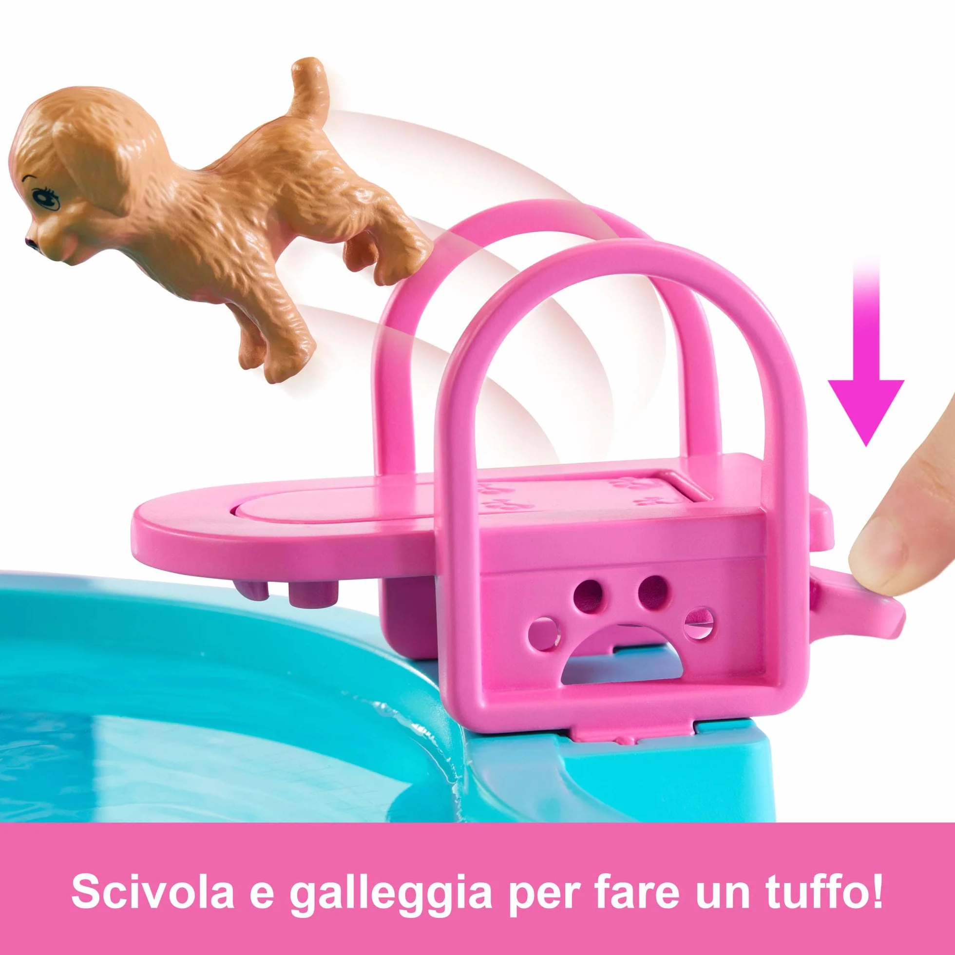 Barbie - Piscina dei Sogni, set con 6 aree di gioco tra cui scivolo e idromassaggio, cuccioli, galleggianti e oltre 20 accessori inclusi, giocattolo per bambini, 3+ anni, JKG83