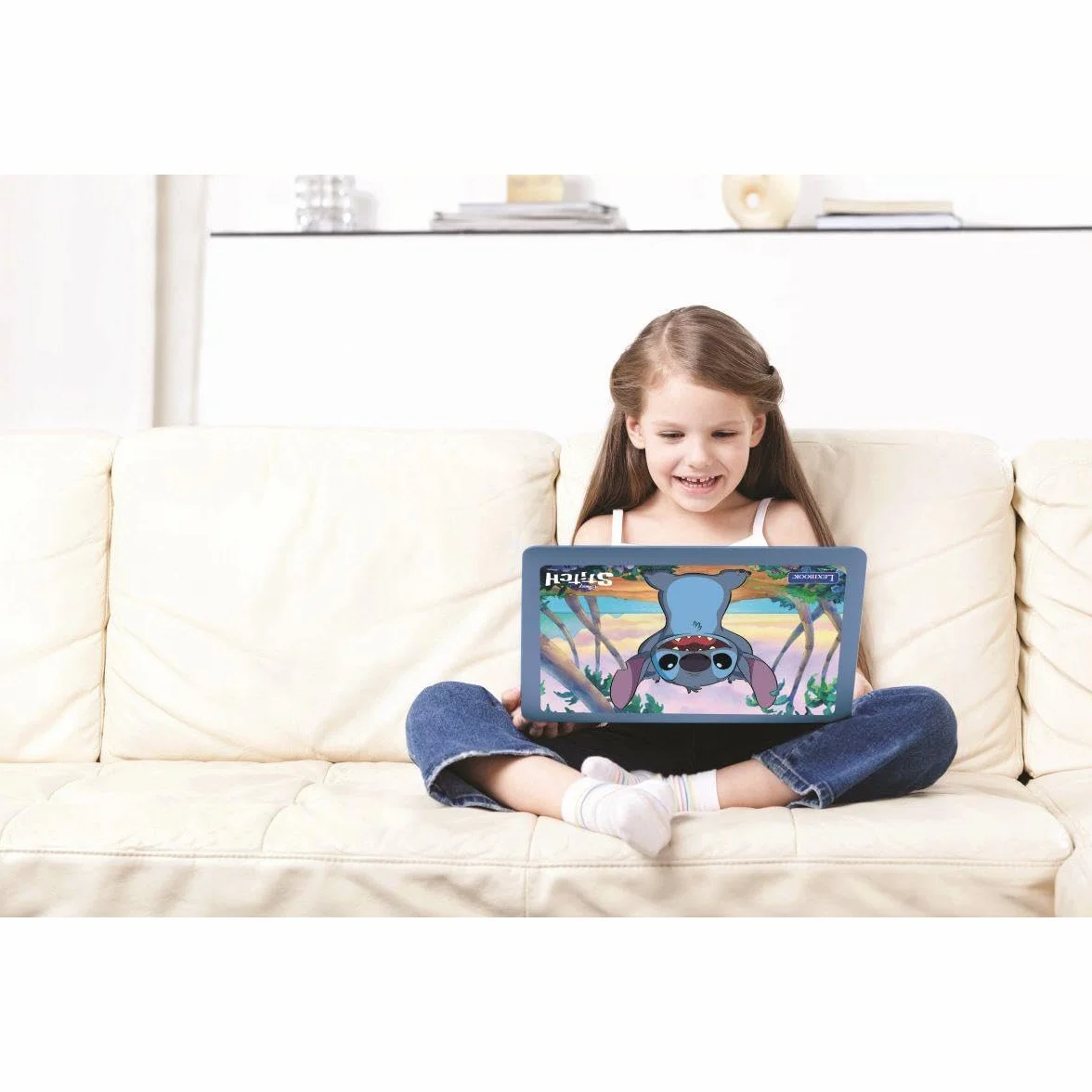 Lexibook, Disney Stitch, Computer educativo bilingue italiano/inglese, Giocattolo per bambini con 124 attività e giochi di lingua, scrittura, matematica, logica, musica, Viola/Blu, JC598Di5LXB