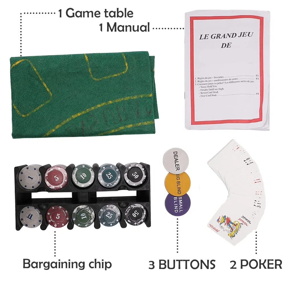 powerking Poker Chip Set, Blackjack 200 fiches Poker Set per Texas Holdem con tovaglia Gioco per Feste di Famiglia