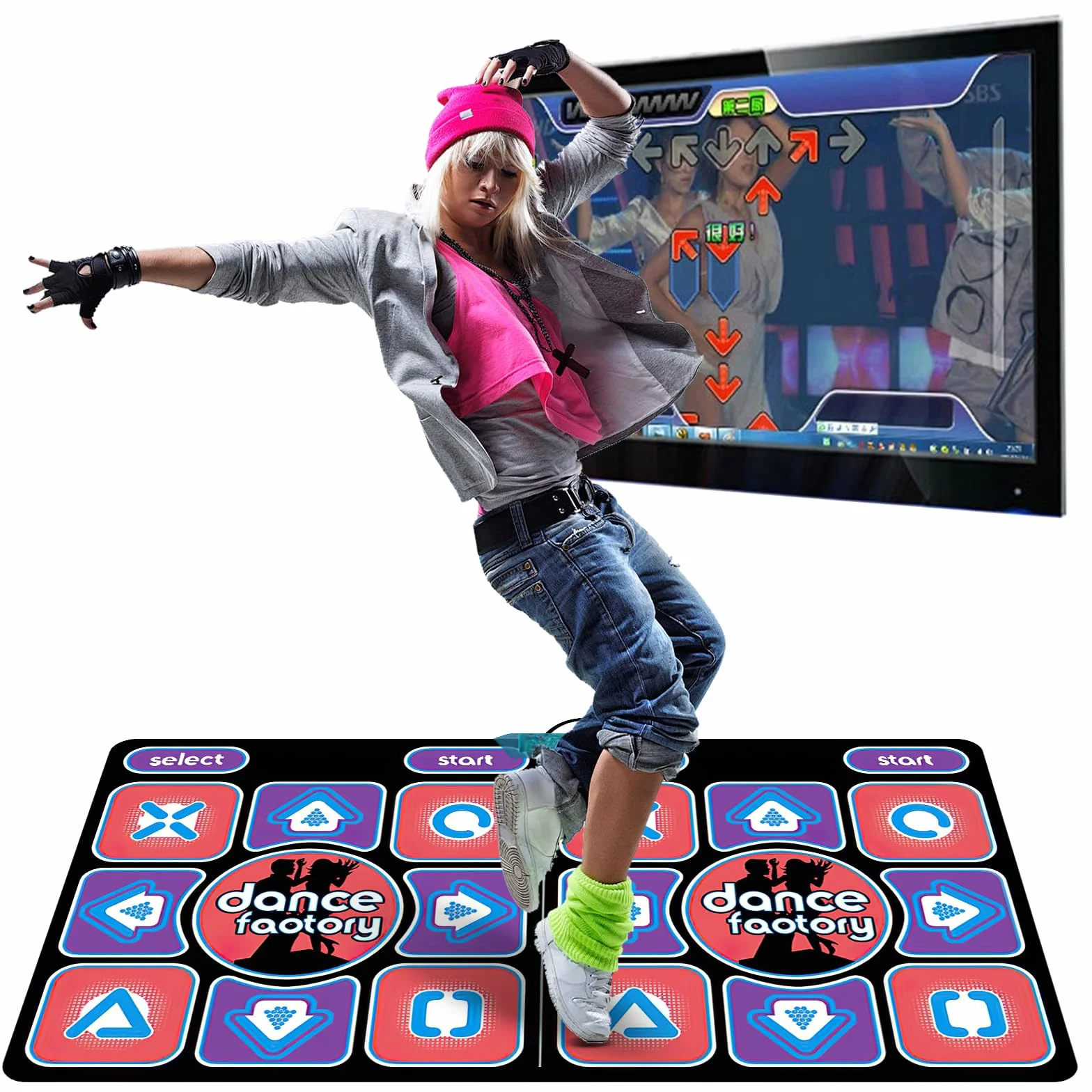 Tappetino da ballo per bambini, doppio tappetino da ballo per TV, elettronico con controller senza fili, antiscivolo, doppio tappetino musicale antiscivolo per adulti e tappeto musicale per bambini 3