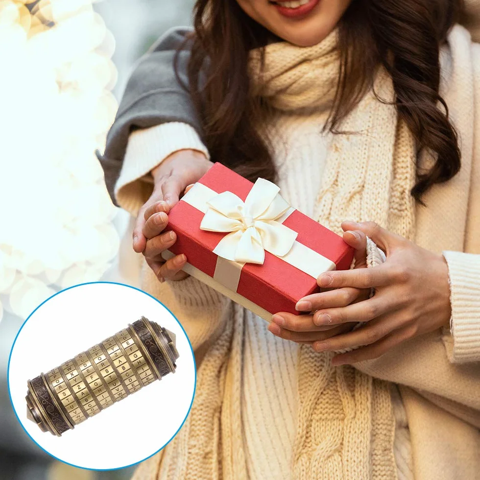 Powstro Codice da Vinci, Puzzle Cilindro Lock Box, Lover Lock per Natale Compleanno San Valentino Regali romantici creativi