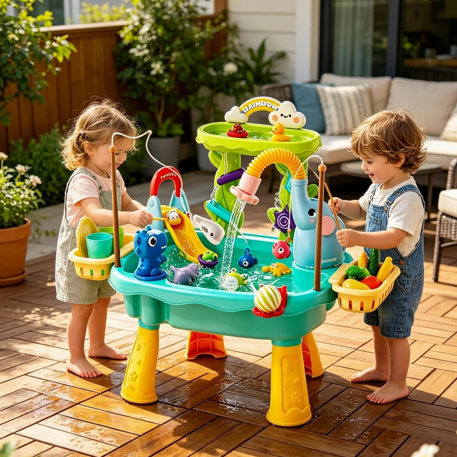 Tavolo Acqua Bimbi Giocattolo con Pompa Elettrica Giocattolo Acquatico da Esterno per Bambini Prescolari