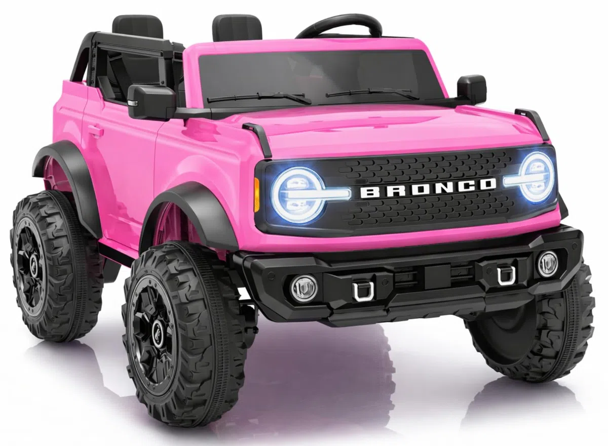 Ford Bronco 24V Maxi Auto Elettrica Bambini 2 Posti Telecomando Porte Apribili Bluetooth 60 Kg Rosa