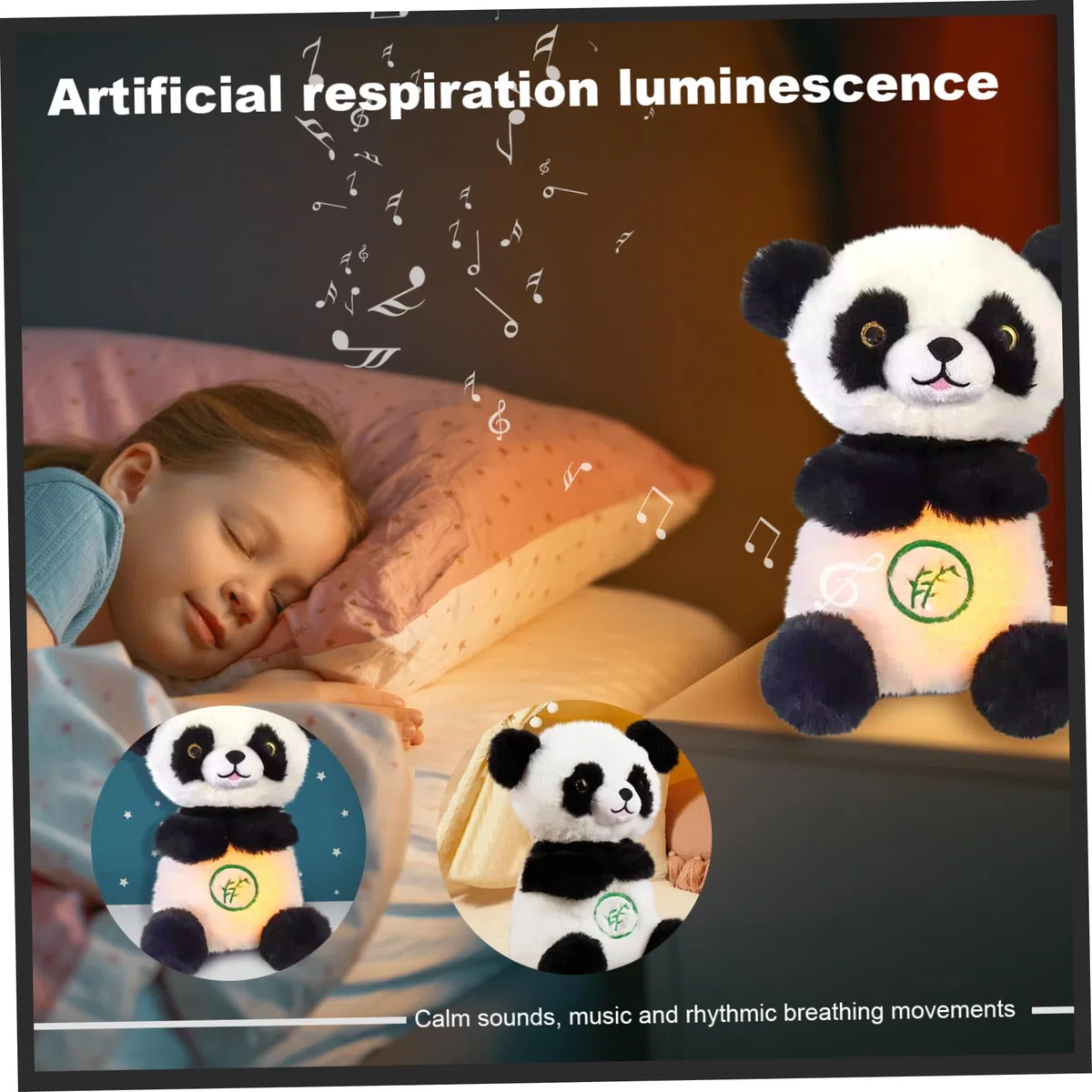 Panda di Peluche che Respira e Si Illumina con Ninna Nanna - Realistico 5,9 x 12,6 Pollici, Sollievo dall'Ansia, Rilassante per Bambini
