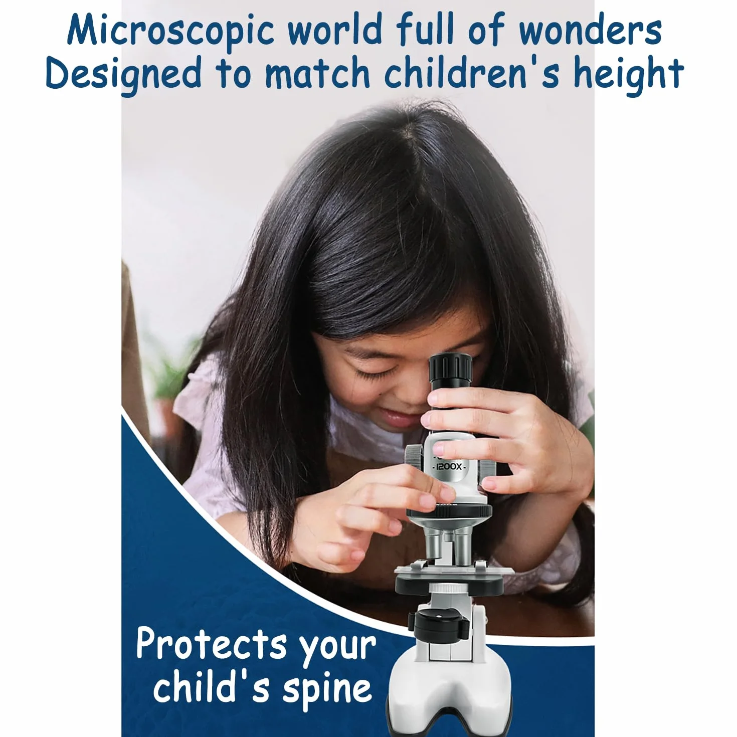Microscopio per bambini a partire da 8, Smart Deluxe 1200x, con supporto cellulare, bianco