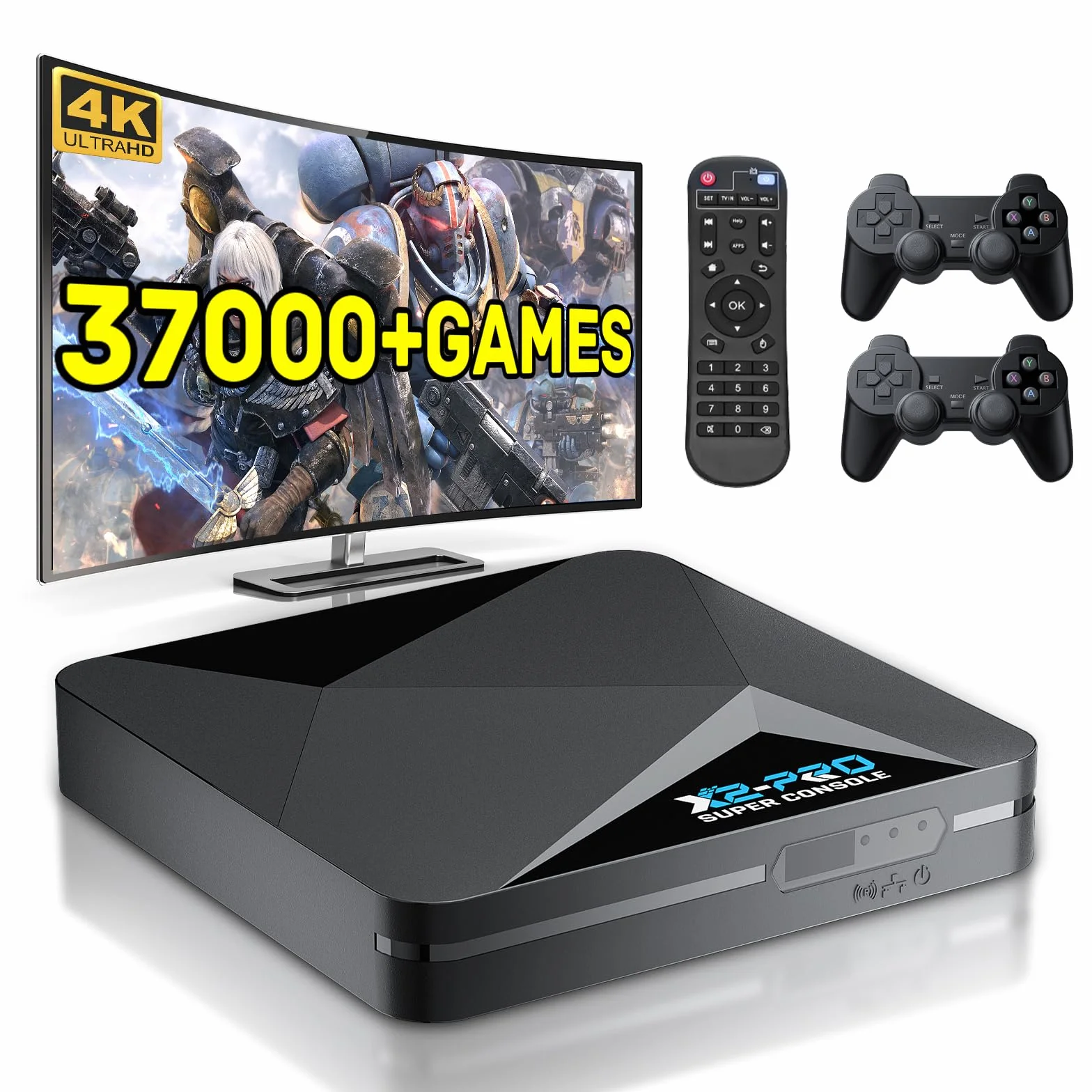 Kinhank Console di gioco retrò, Super Console X2 Pro integrata 100000+ giochi, console per videogiochi Android 9.0/Emuelec 4.6, uscita 4K UHD, 2.4G/5G, BT 5.0