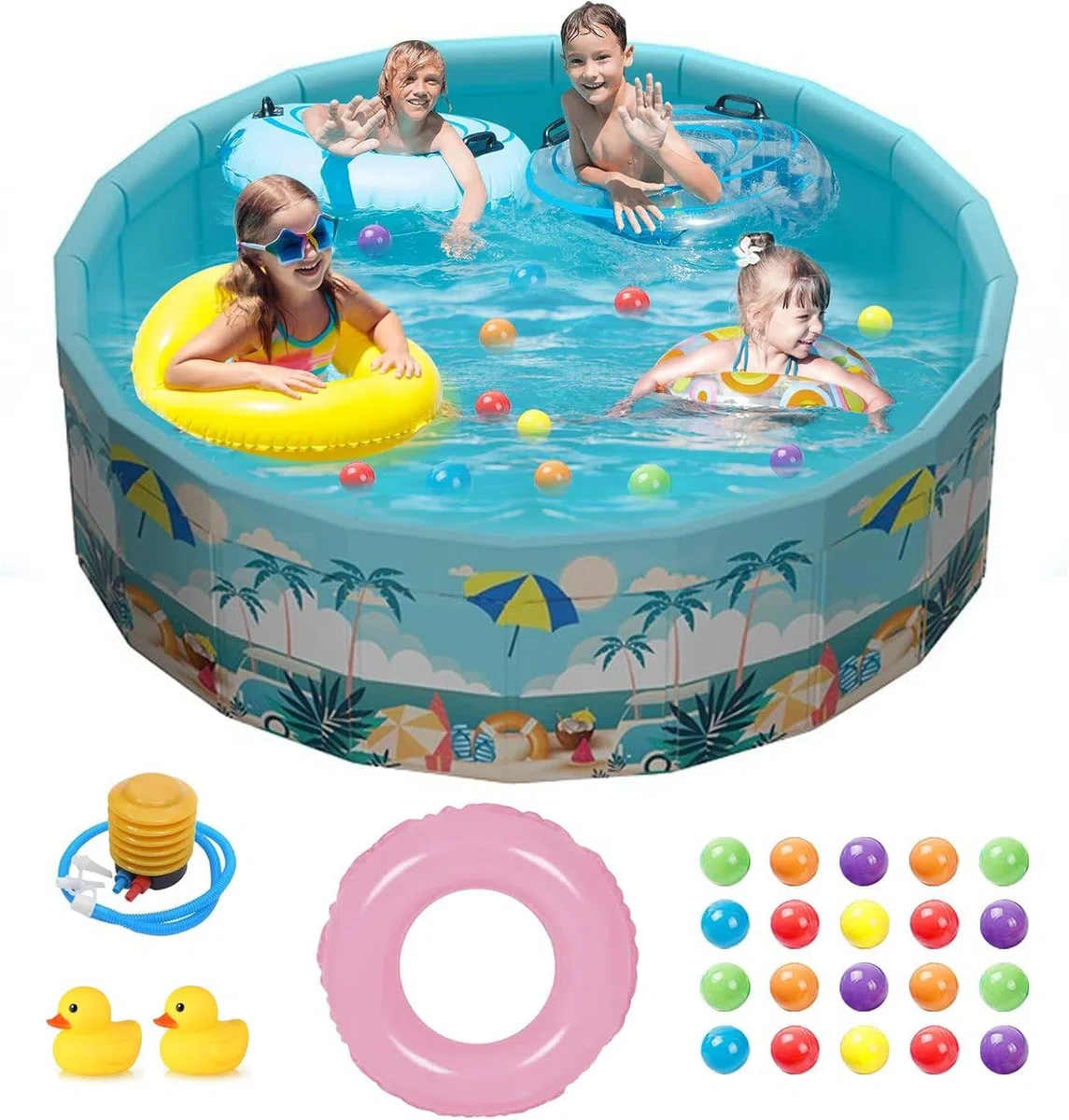 Piscina per bambini, grande, Ø 160 x 45 cm, pieghevole, rotonda, non gonfiabile, per bambini, piscina da giardino, piscina per cani, fosse per bambini