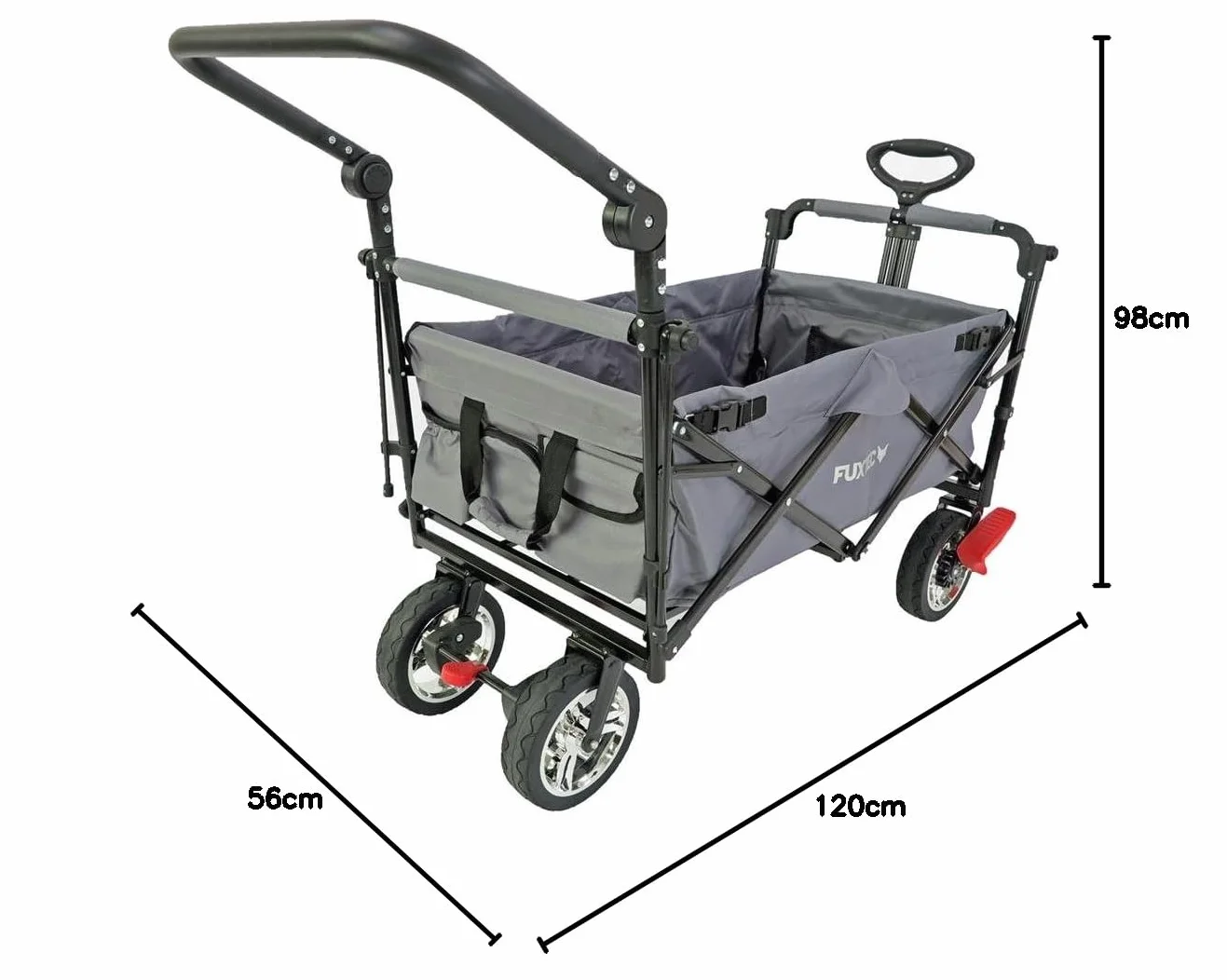 FUXLIFE Carrello Pieghevole - Compact - FX-CT700 Grigio • Bollerwagen richiudibile per città e viaggi • Salvaspazio con tettuccio parasole • Portata 75 kg