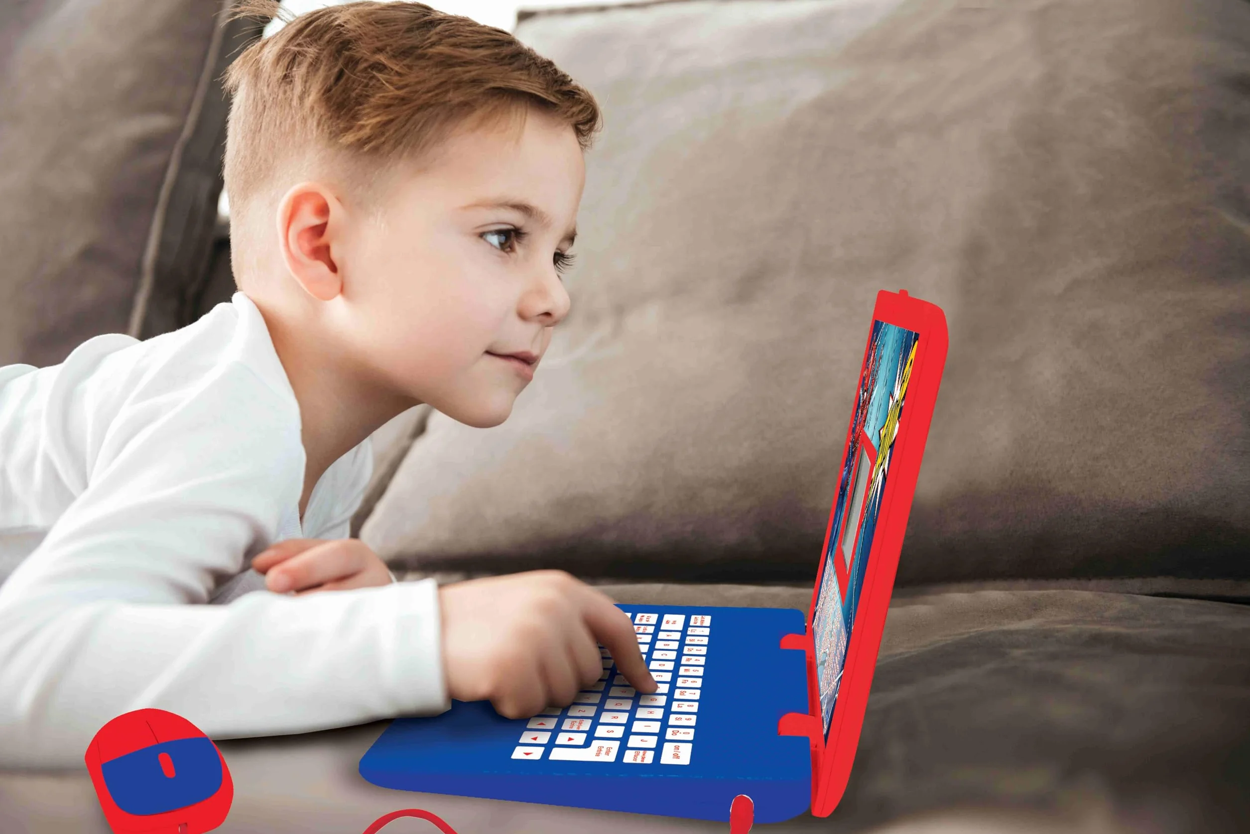 Lexibook - Spider-Man Computer Portatile educativo bilingue Italiano/Inglese - 124 attività per Un apprendimento Divertente e interattivo - Matematica, logica, Musica, Orologio - JC598SPi5LXB
