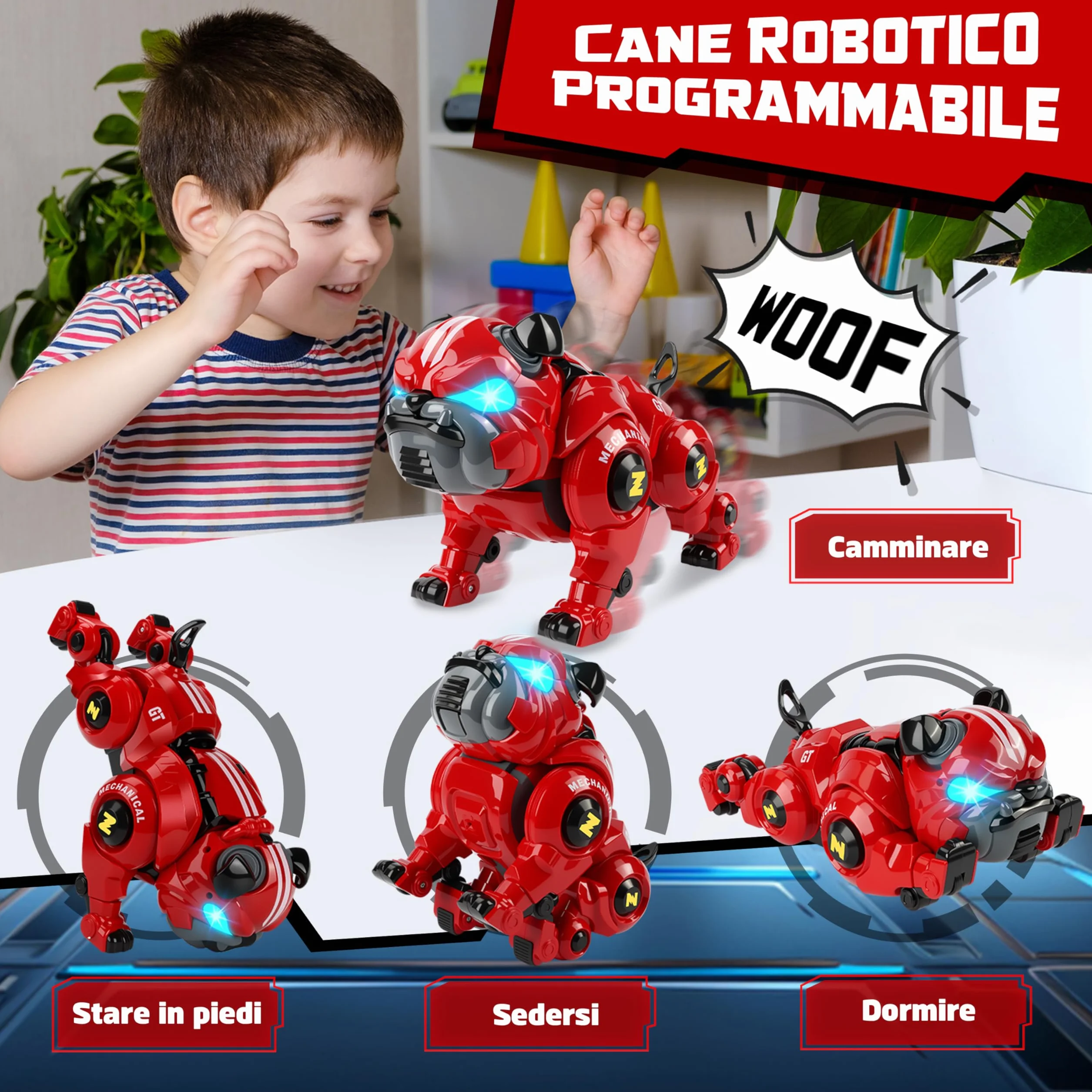 Aragallant Cane Robot Giocattolo per Bambini 6 7 8 9 Anni, RC Robot Cane Telecomandati Programmabile Interattivo, Gesture Sensing con Cantando Balla, Regalo Compleanno Natale per Bambini