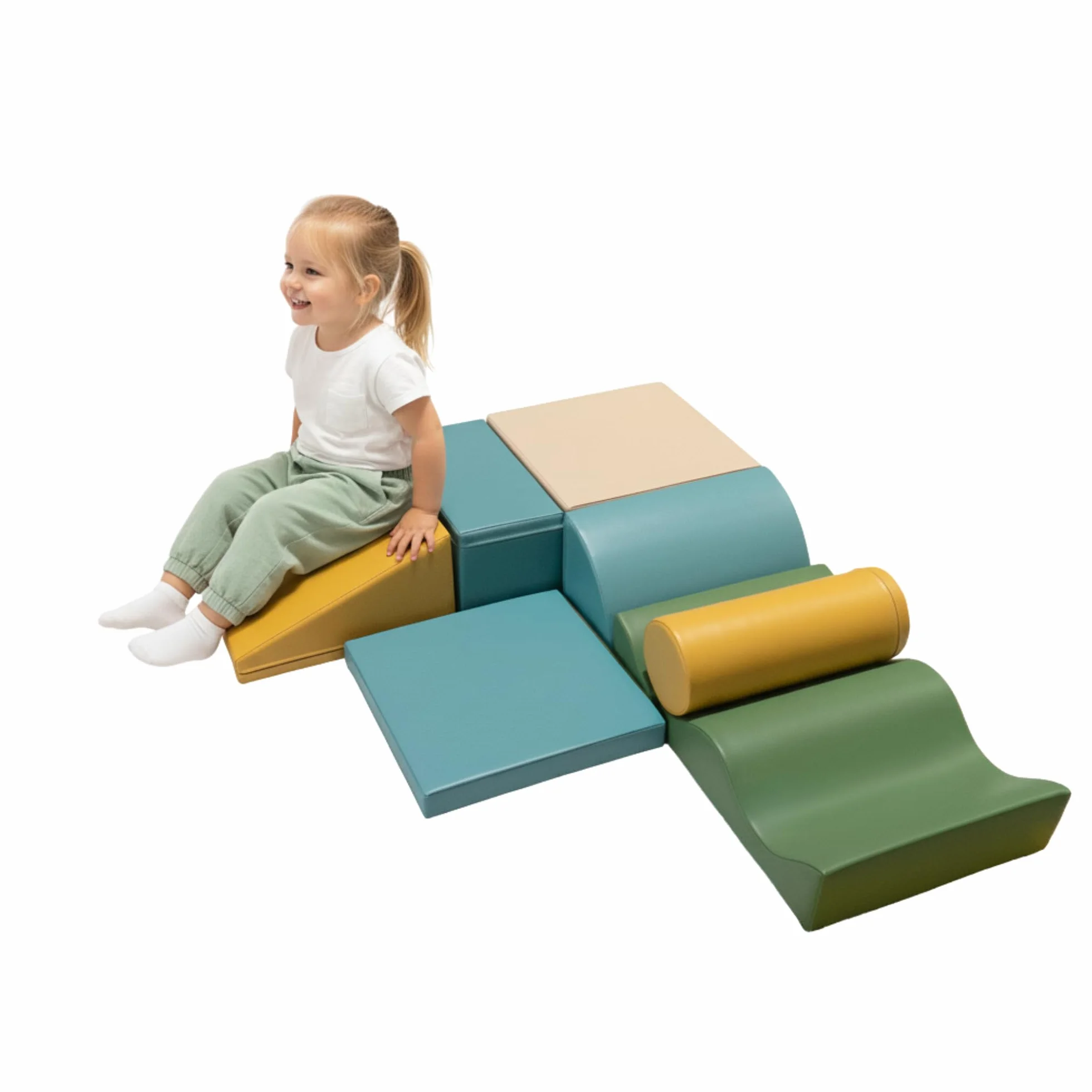 IGLU Soft Play Discoverer 7 XL Cubi Psicomotricità Blocchi per Bambini in Schiuma Set da Gioco 1 anno Montessori 12+ mesi Pastel Sea