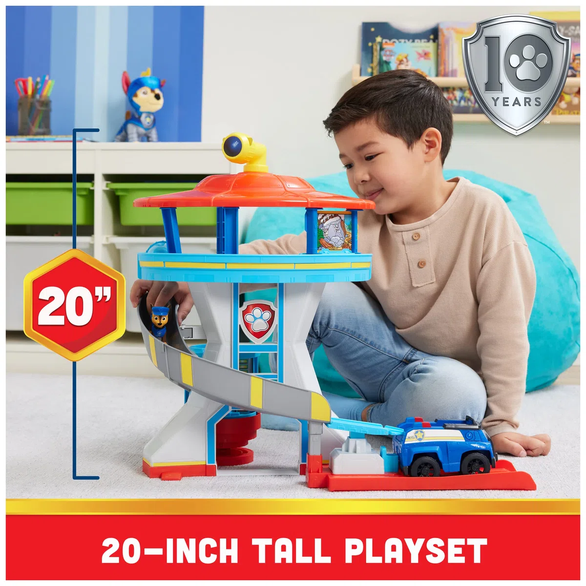 Paw Patrol, Quartier Generale, con Lanciatore per Veicoli, 2 Personaggi, Veicolo della Polizia di Chase e Accessori, Giocattolo per Bambini e Bambine, 3+ Anni