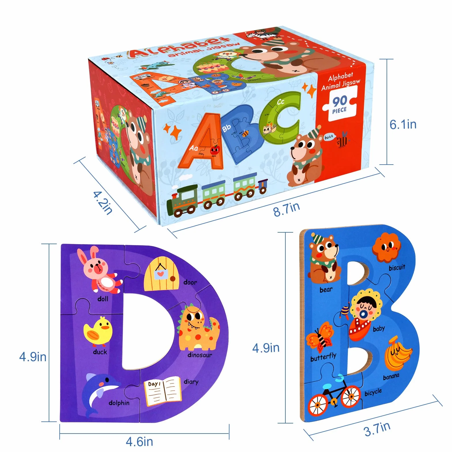 SYNARRY Puzzle Alfabeto Bambini 3 4 5 6 Anni, Puzzle con Lettere in Legno, Giochi Giocattolo Educativi per Scuola Materna
