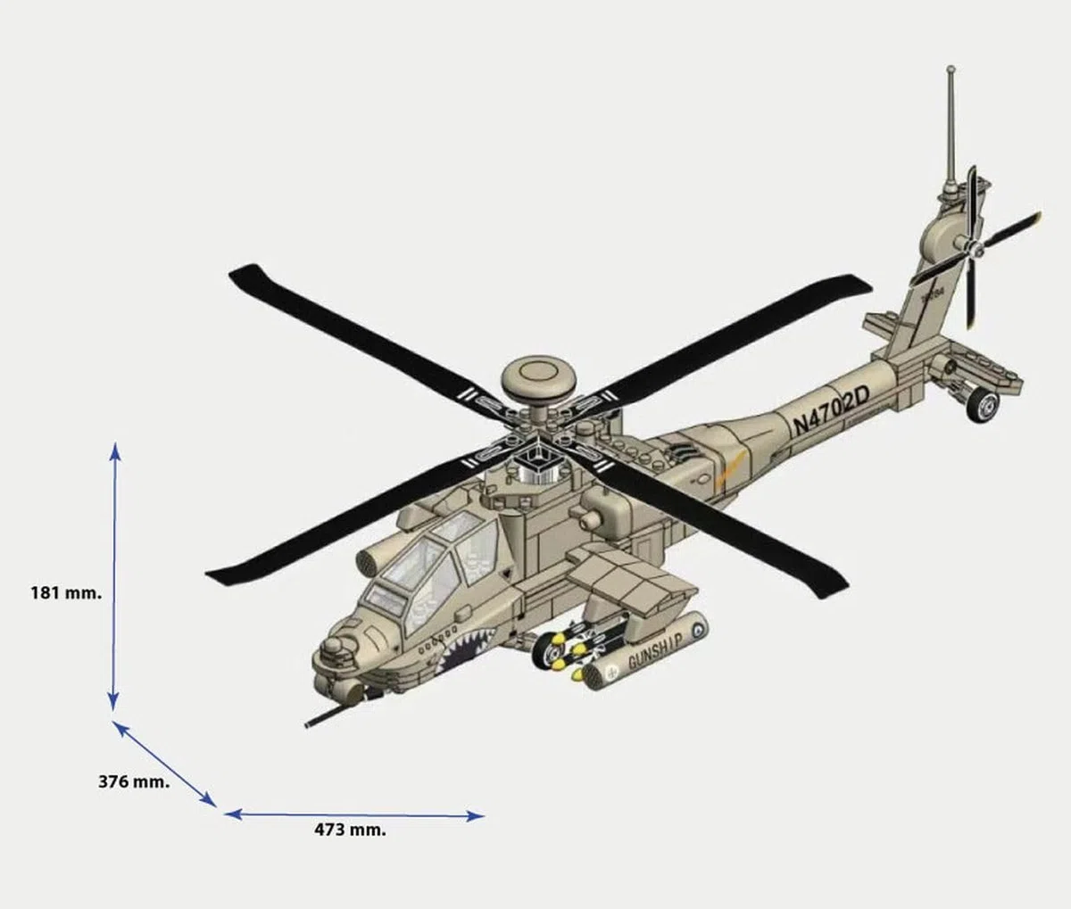 WANGE Apache AH-64 Elicottero da Assemblare Blocchi di Costruzione 1:48
