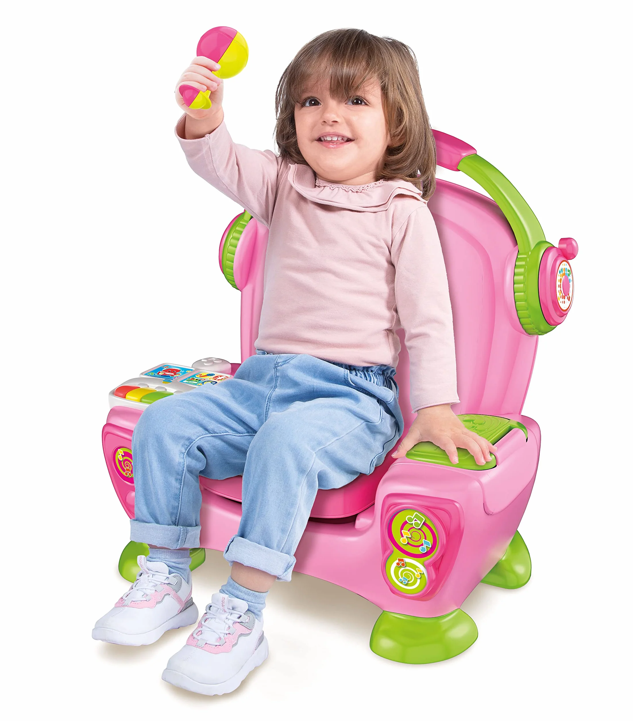 Clementoni Baby Poltroncina Interattiva Canta Suona e Balla Pink, Bambini 12-36 Mesi, Gioco Educativo con Luci e Filastrocche per Imparare Cantando e Ballando, Made in Italy, Lingua Italiana, 17755