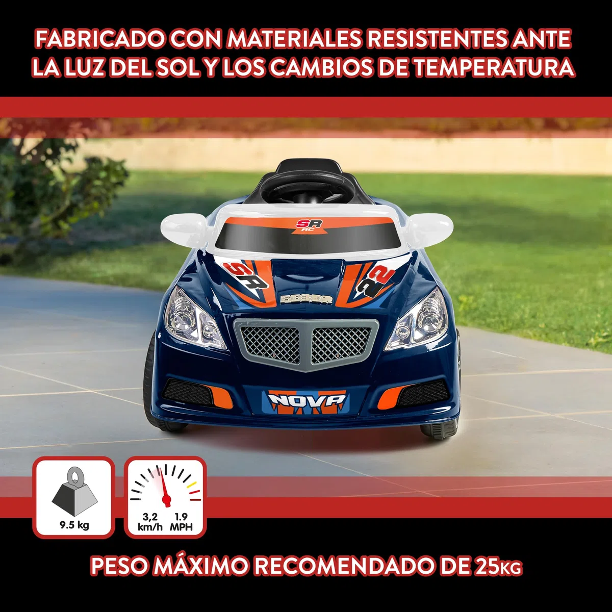 FEBER – Twinkle Car R/C BLU SCURO, Auto elettrica radiocomandata, batteria da 12 V, telecomando incluso con portata 10 m, autonomía 45 min, peso massimo 25 kg, età da 3 a 6 anni