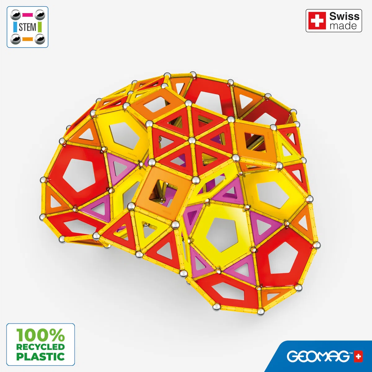 Geomag - Classic Masterbox Costruzioni Magnetiche Per Bambini, Giocattolo Magnetico Linea Green 100% Plastica Riciclata, 388 Pezzi