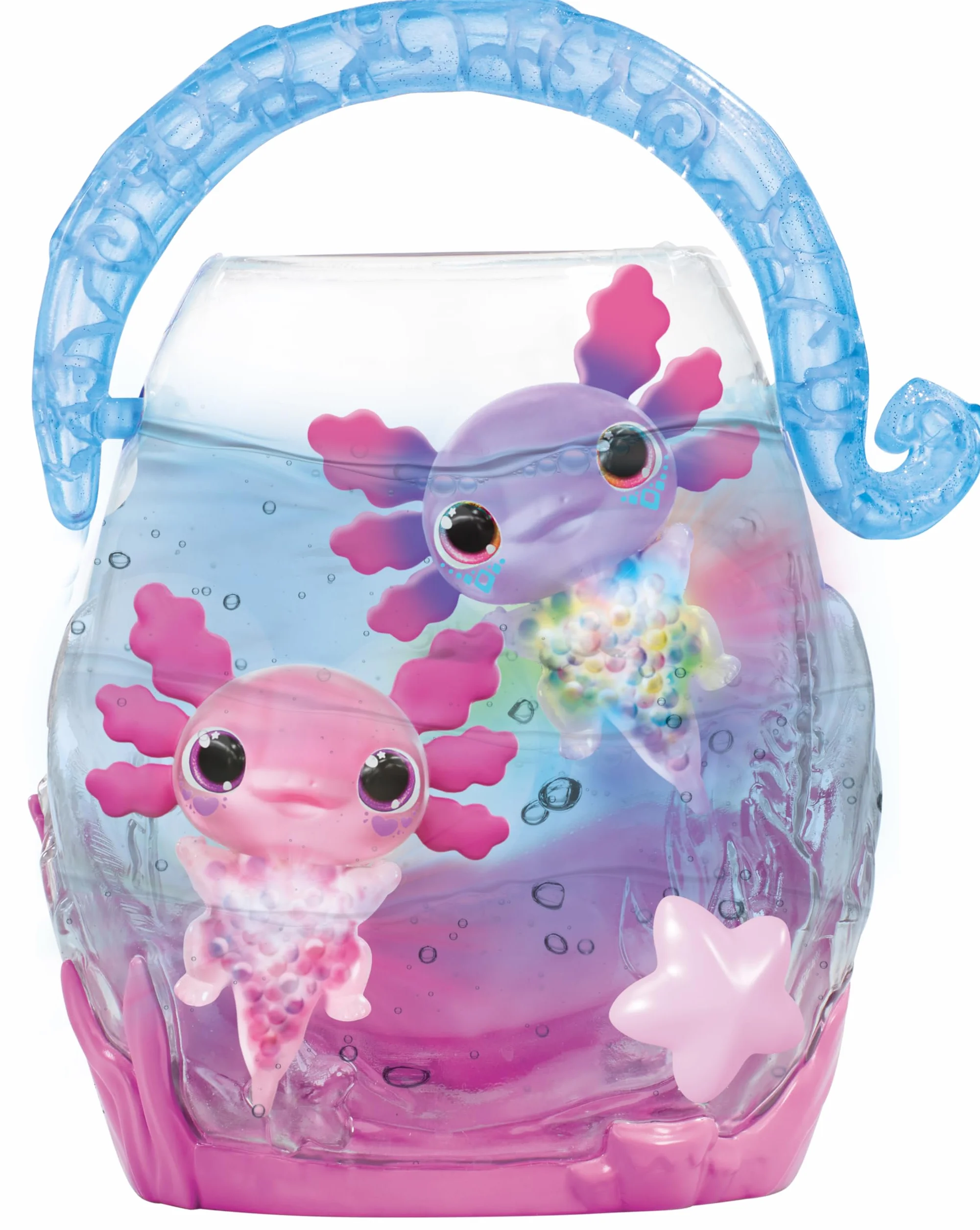 ANIMAGIC Let's Glo Axolotl Bubble Reef Acquario interattivo 2 axolotl rosa viola Compagni elettronici luminosi Gioco sensoriale tattile bambini 4+