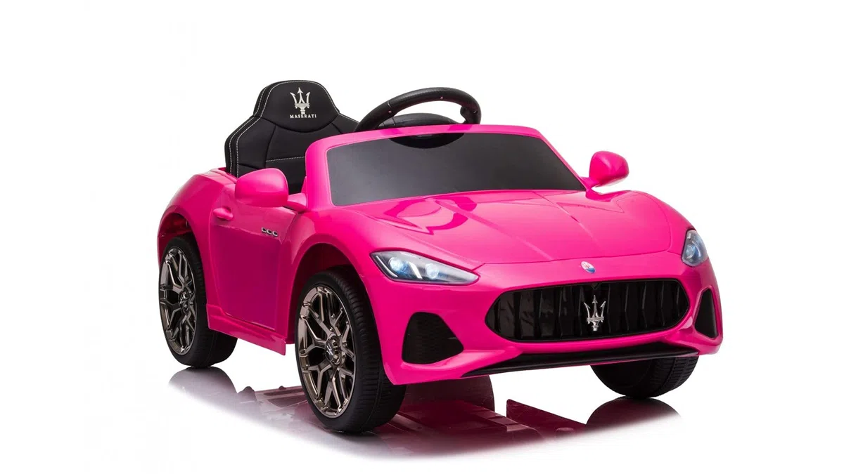 Maserati Gran Cabrio Auto Elettrica Per Bambini 12V 25kg Sedile in Pelle Porte Apribili Doppio Motore Rosa
