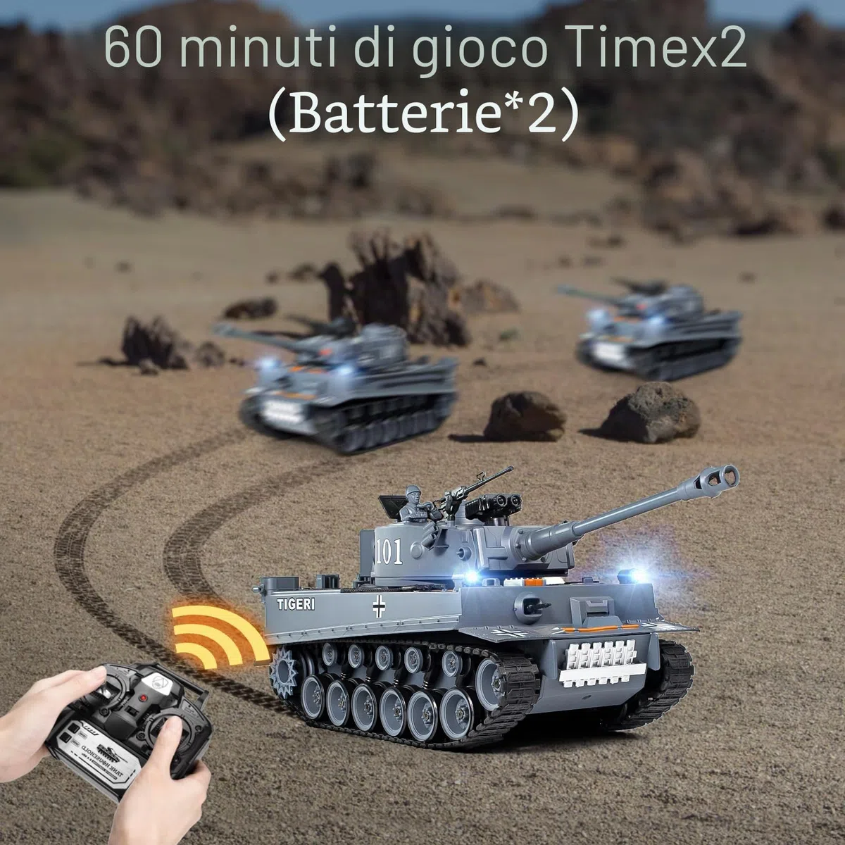 Supdex Carro Armato Telecomandato 1/18 Tanque Tiger I, 2.4GHz Serbatoio Telecomandato, Modello di Carro Armato, Con Suoni Realistici e Luci, Veicolo Militare RC per Adulti e Bambini che Spara BBS
